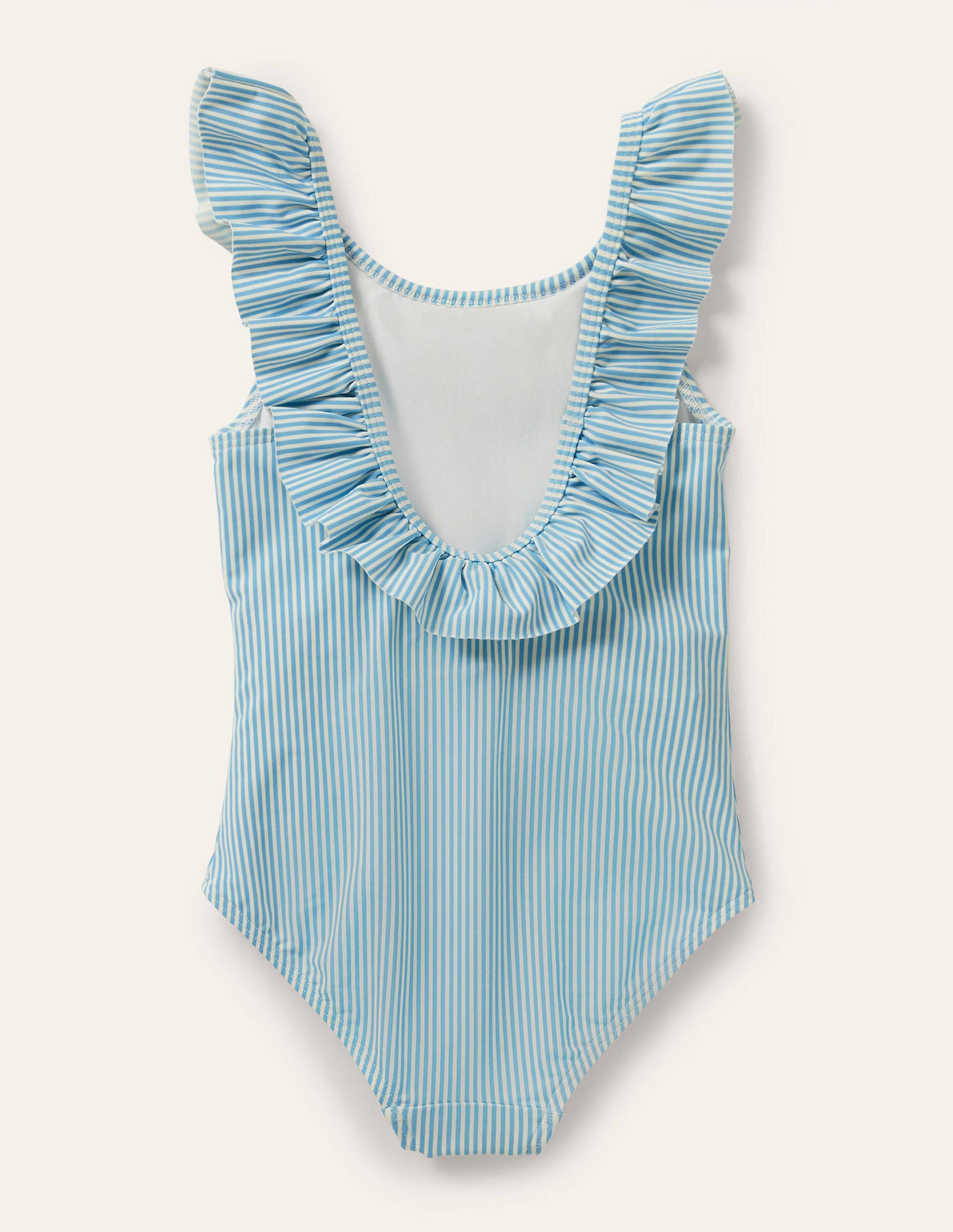 Blue Stripe Strawberry Frill Swimsuit-Blue/Ivory Ticking Strawberry-2