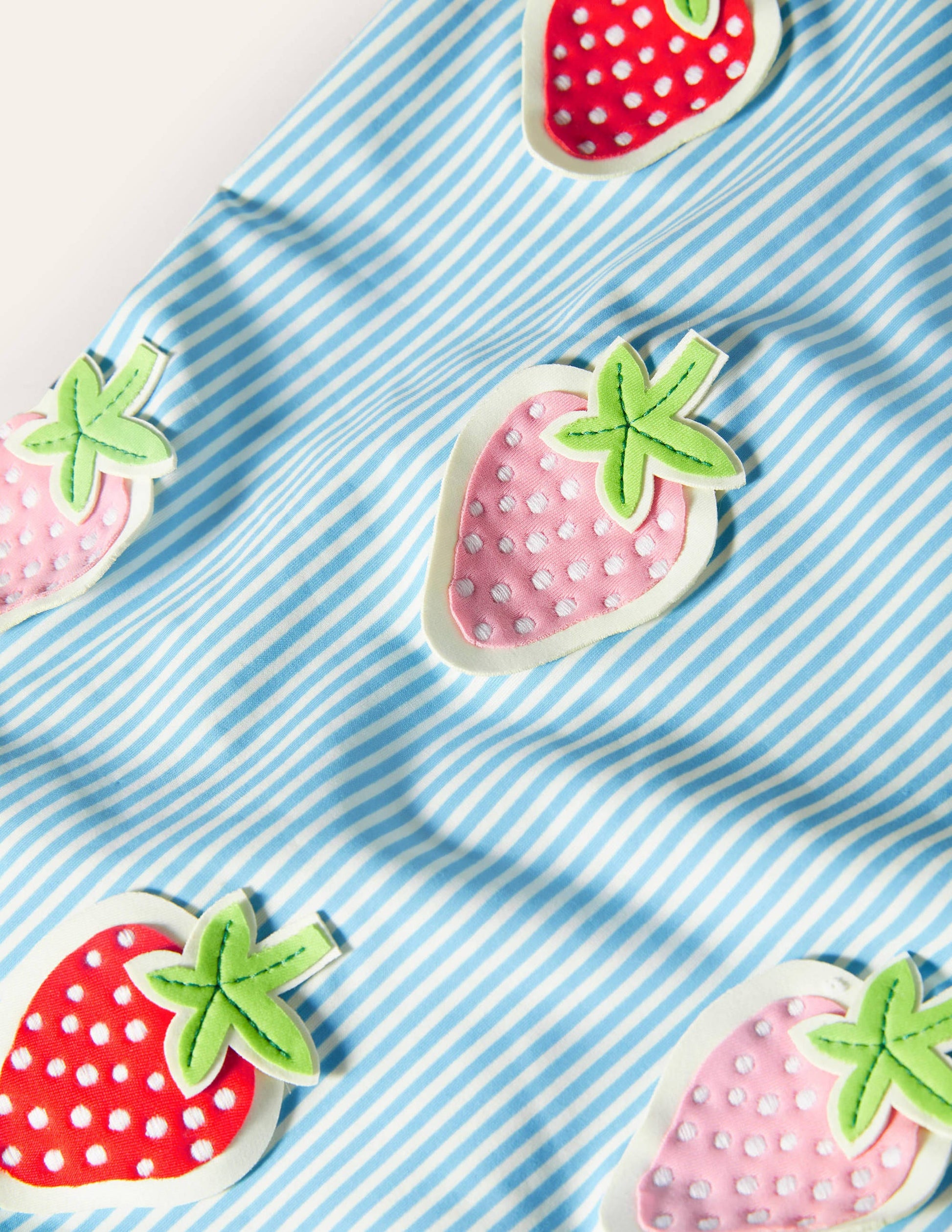 Blue Stripe Strawberry Frill Swimsuit-Blue/Ivory Ticking Strawberry-3