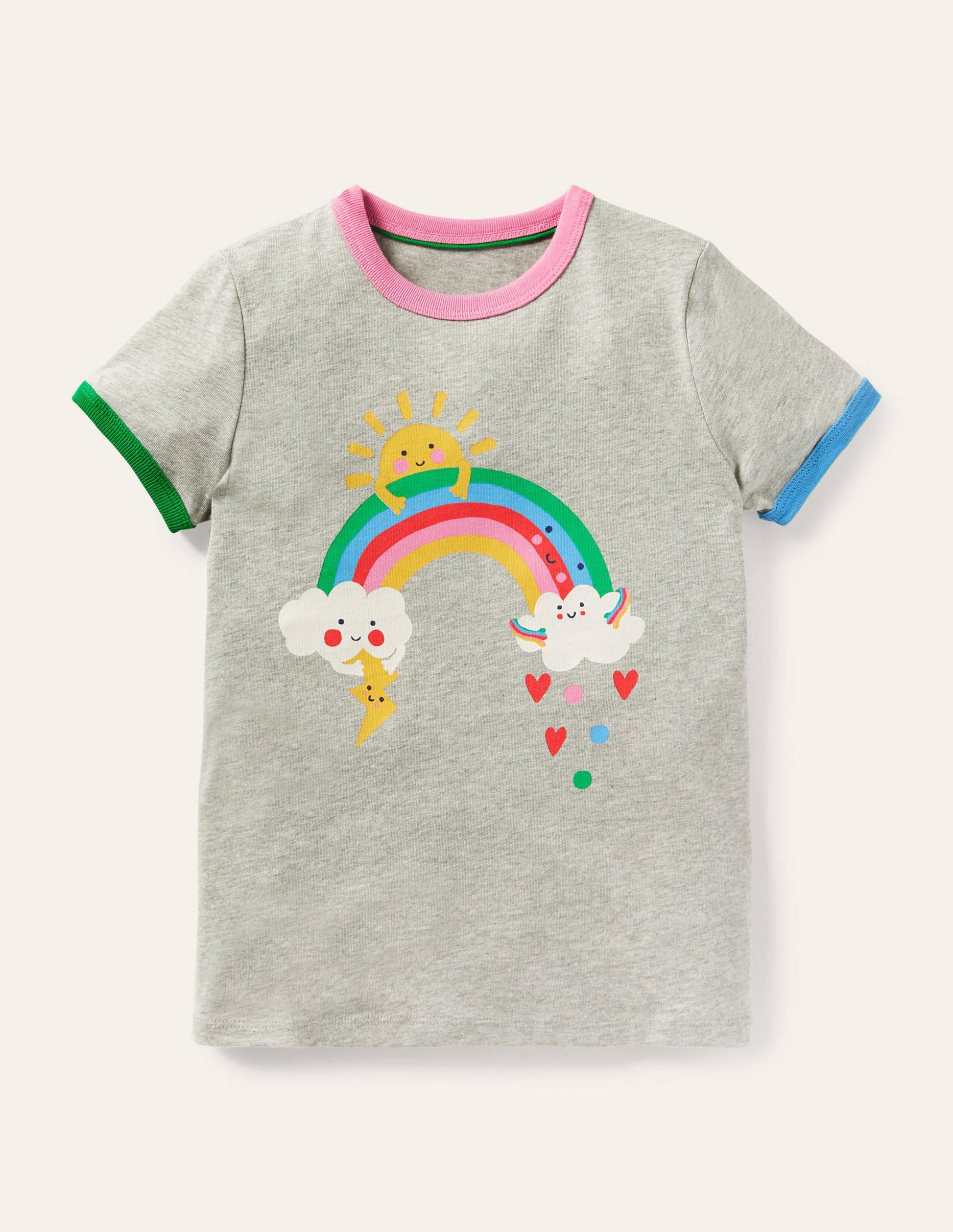 Printed Graphic T-shirt-Grey Marl Weather-1