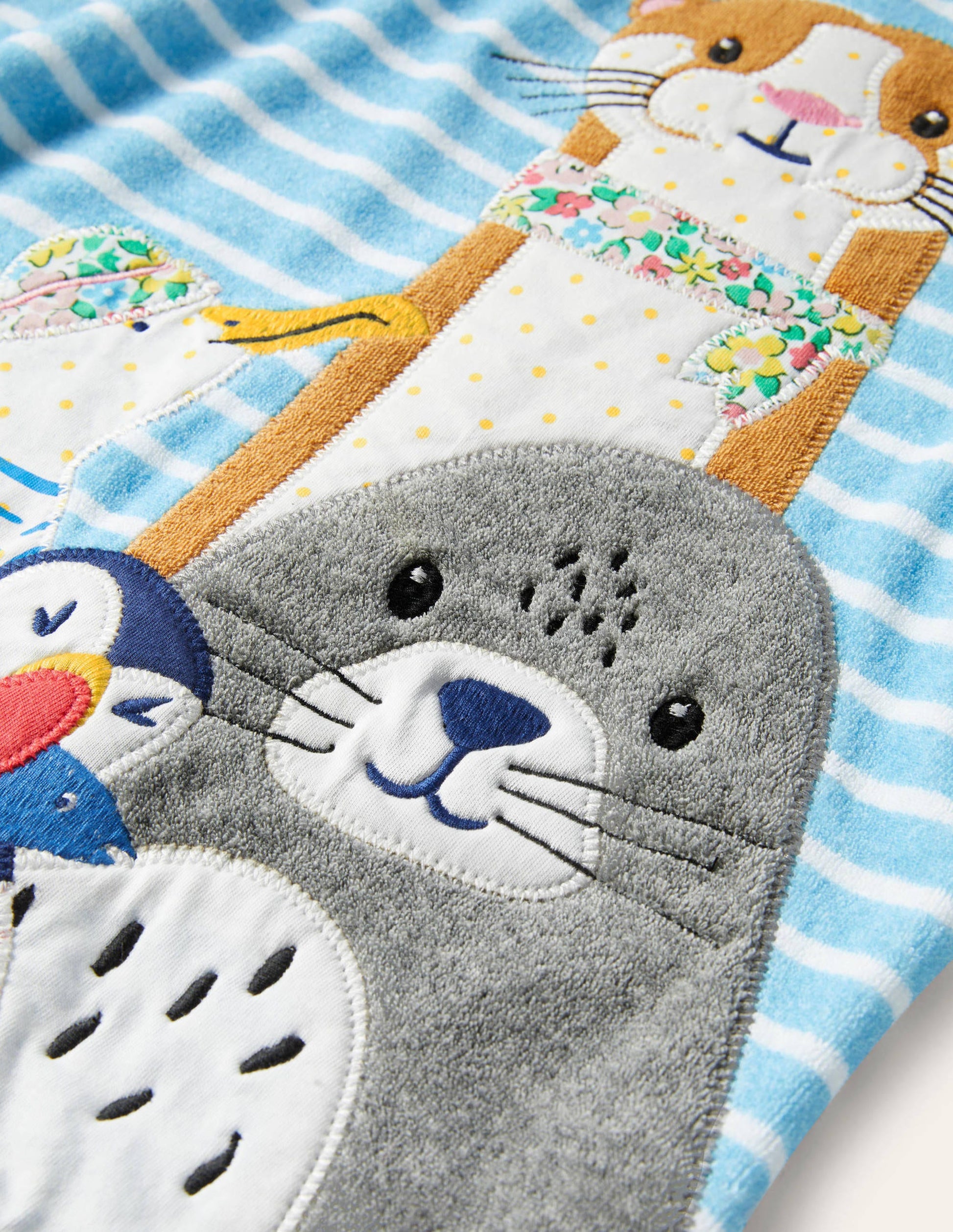 Appliqué Towelling Beach Dress-Aqua/Ivory Sea Friends-3