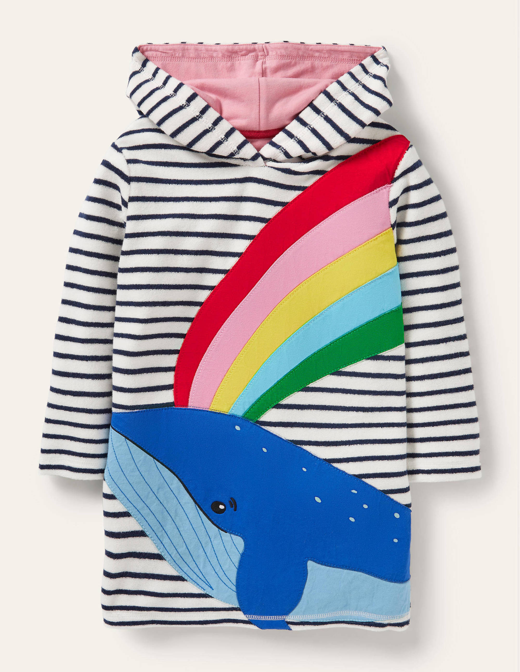 Appliqué Towelling Beach Dress-Ivory/ Starboard Blue Whale - Image 1