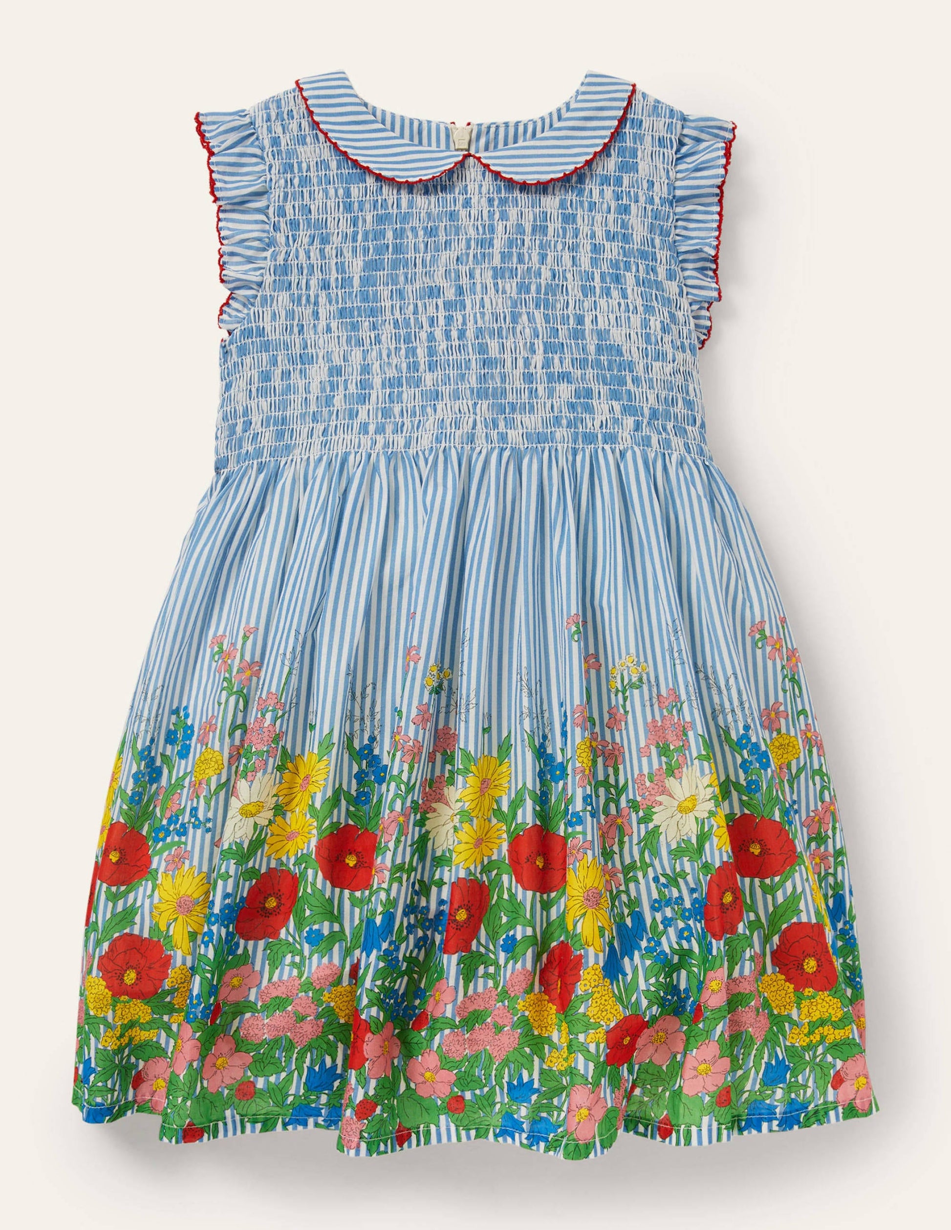 Smocked Woven Dress-Bright Bluebell Floral-1
