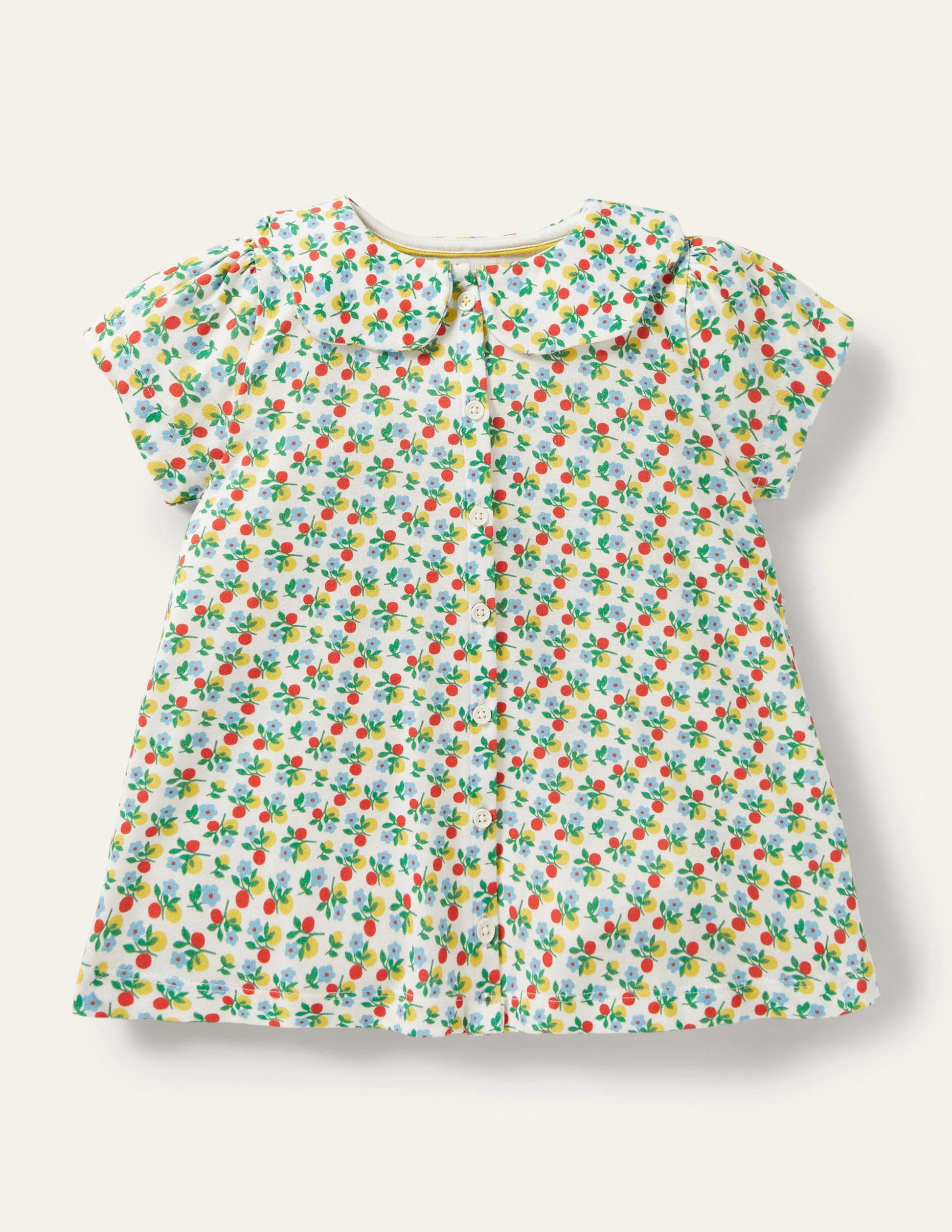 Printed Collar Top-Ivory Berry Blossom-1