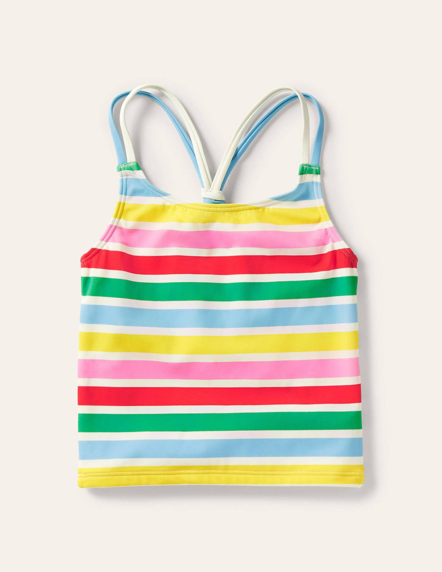 Patterned Tankini Top-Ivory/Multi Rainbow