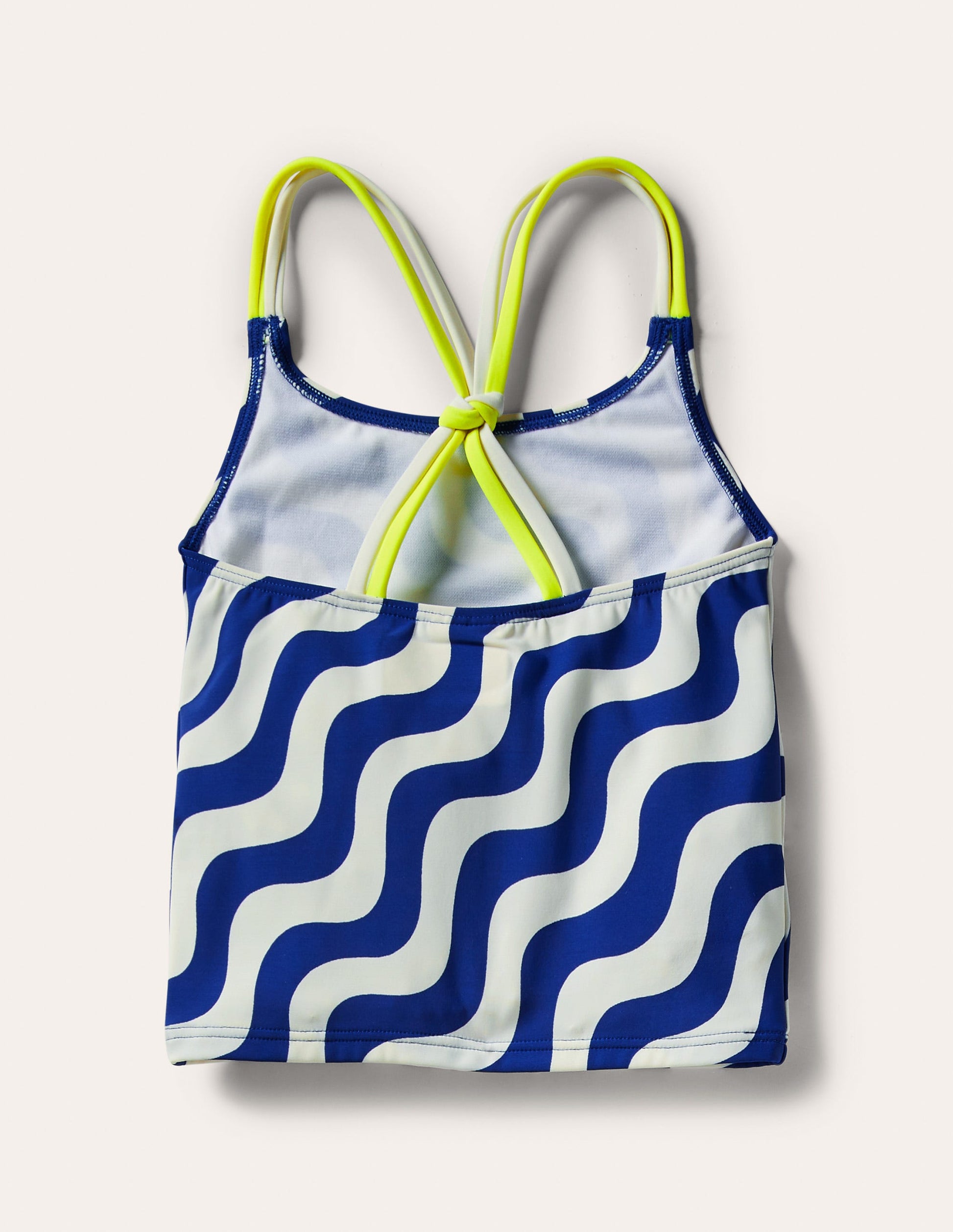 Patterned Tankini Top-Ivory/Blue Wave-2