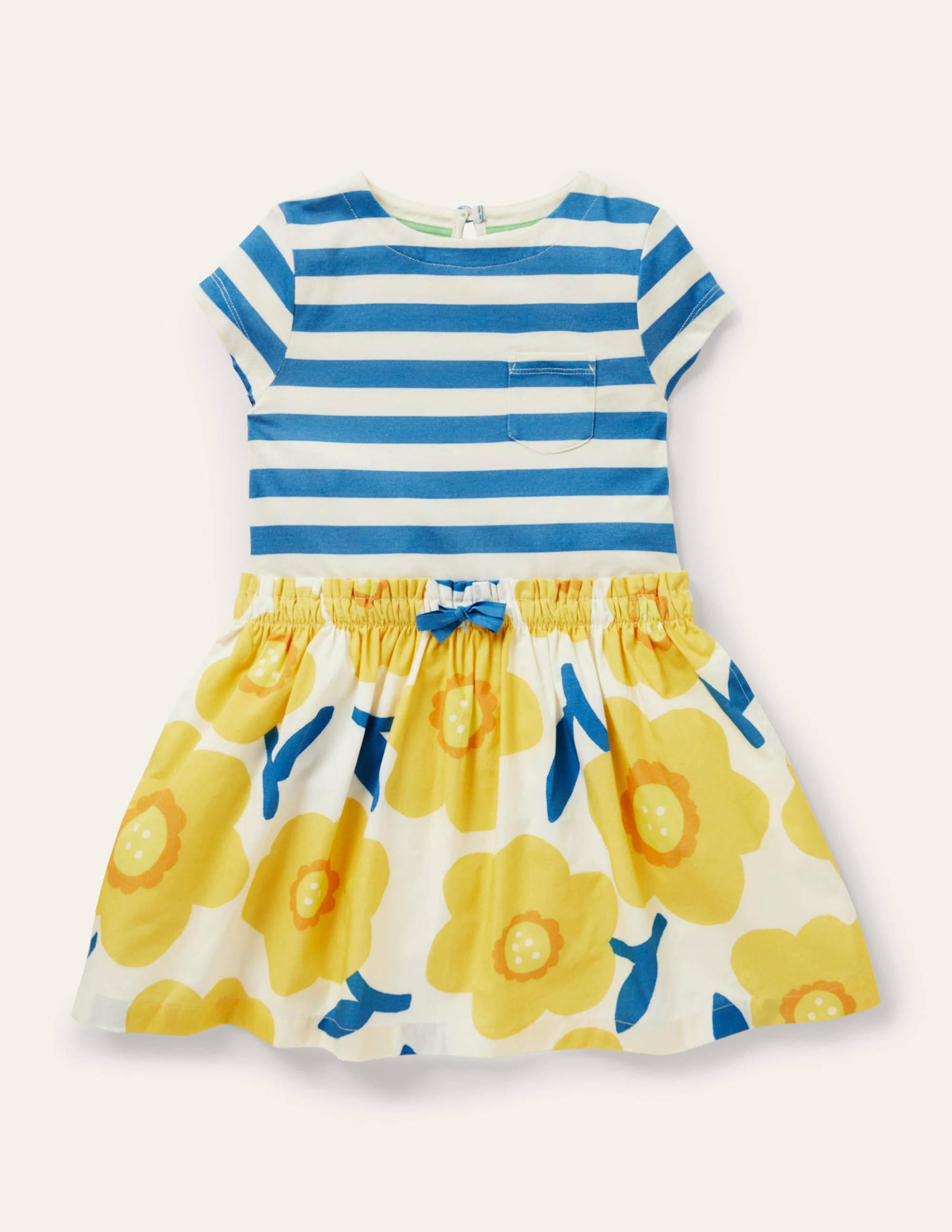 Short-sleeve Hotchpotch Dress-Sweetcorn Yellow Daffodil - Image 1