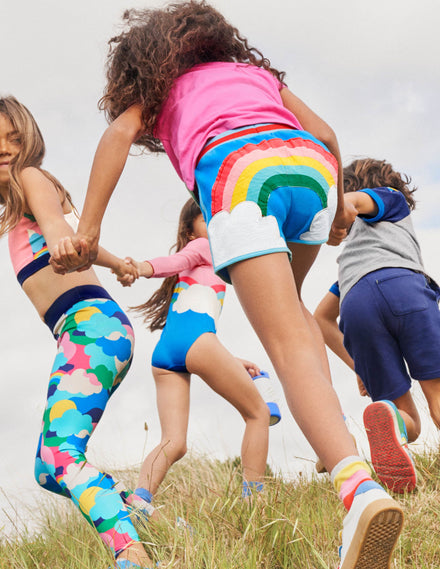 Appliqué Jersey Shorts-Moroccan Blue Rainbow
