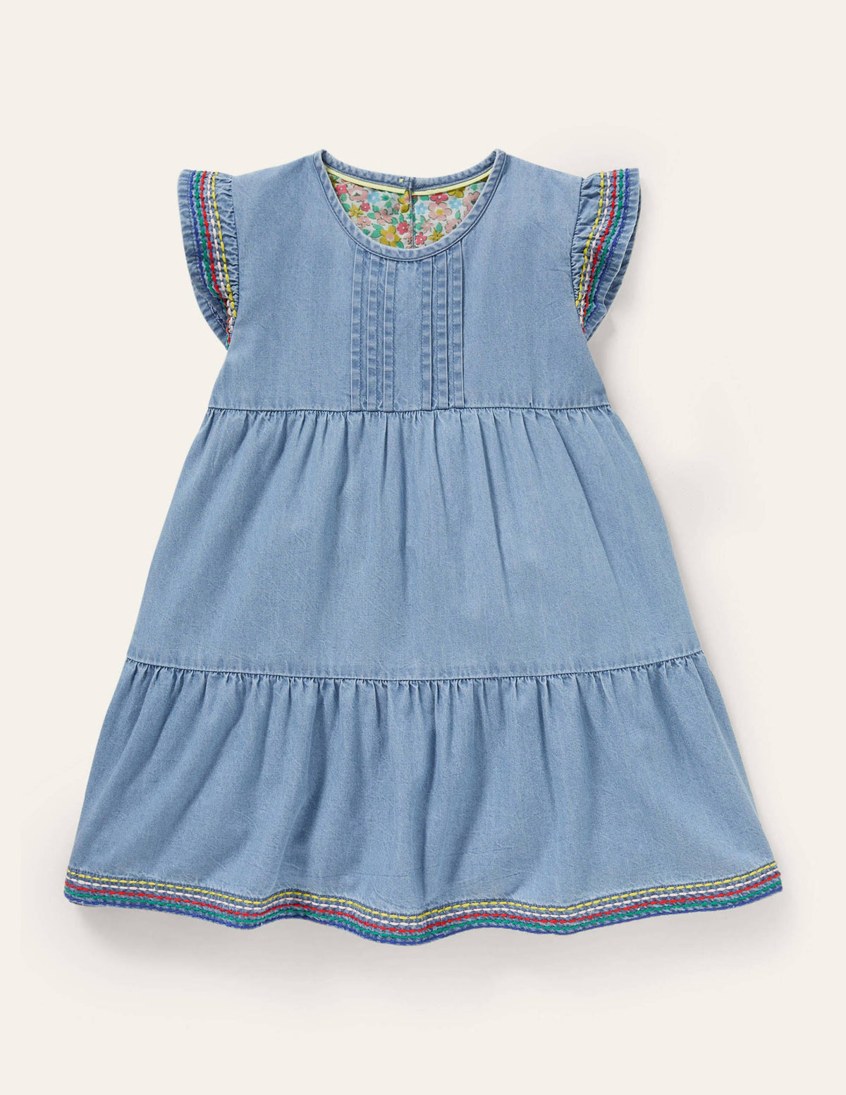 Rainbow Stitch Denim Tunic-Chambray - Image 1