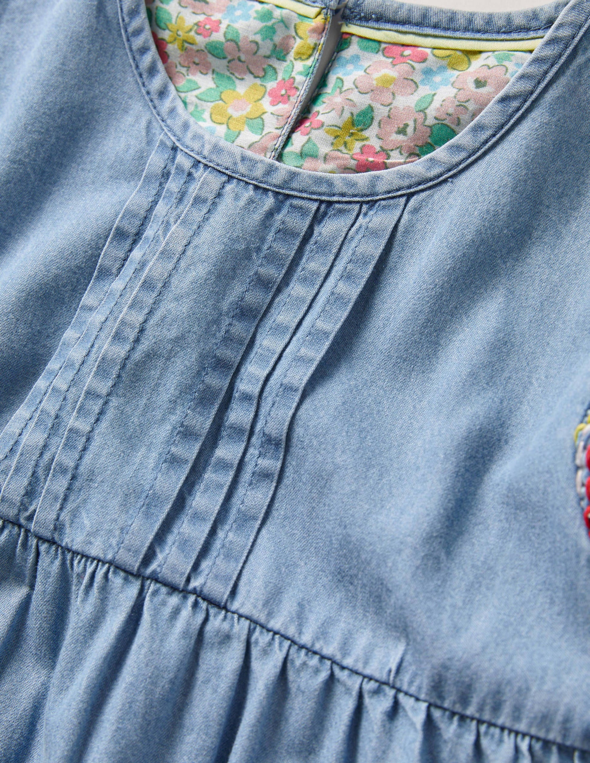 Rainbow Stitch Denim Tunic-Chambray-3