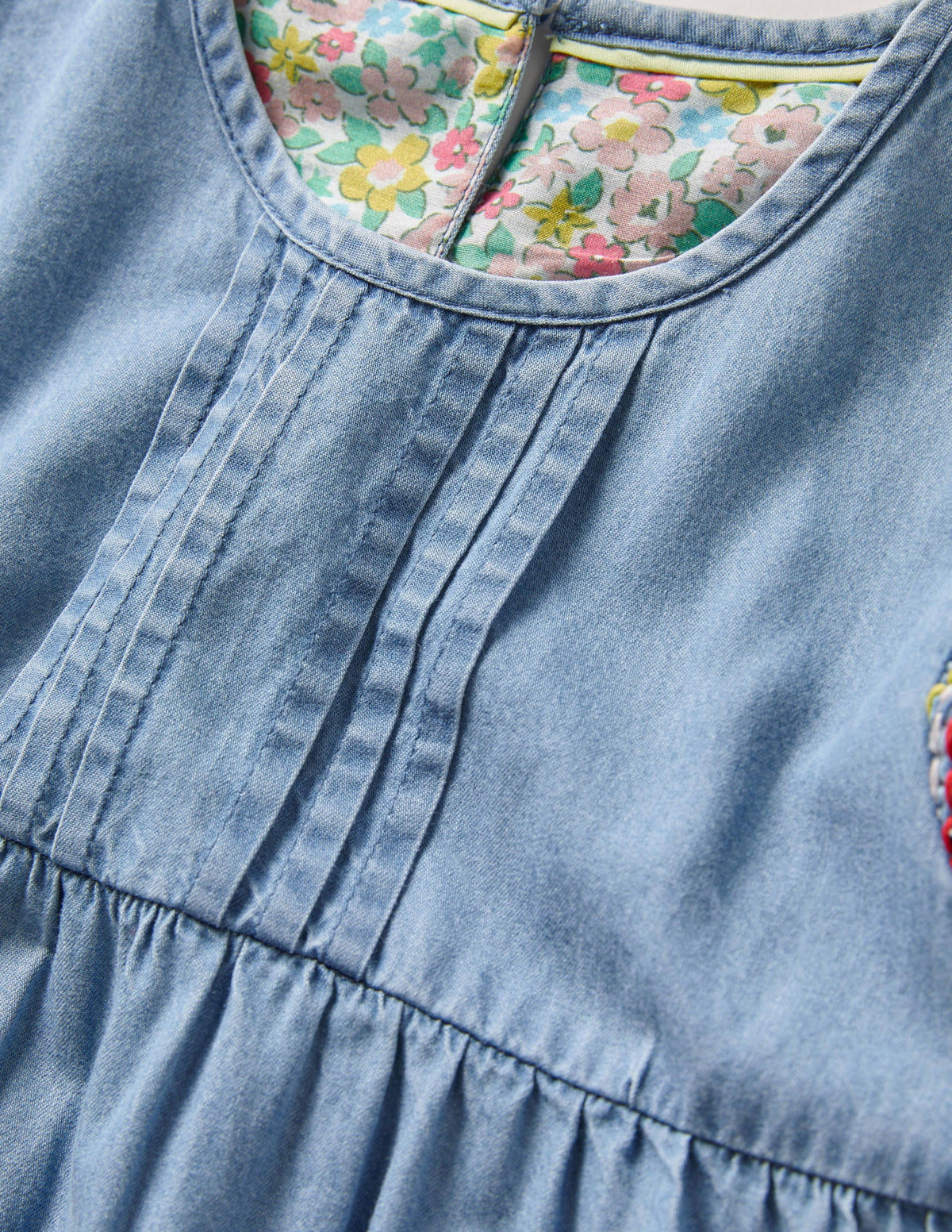 Rainbow Stitch Denim Tunic-Chambray - Image 3
