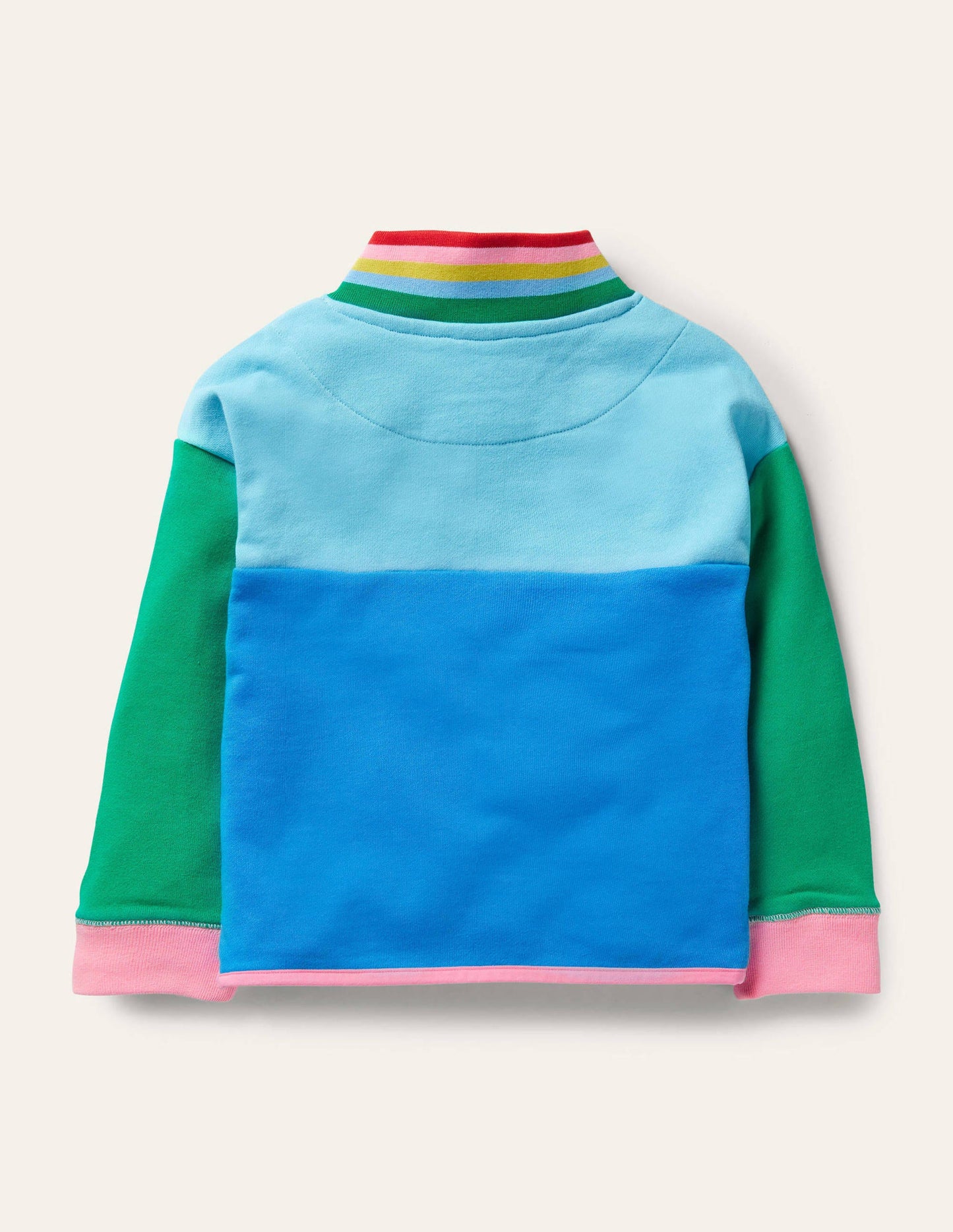 Colourblock Half-zip Top-Aqua Blue