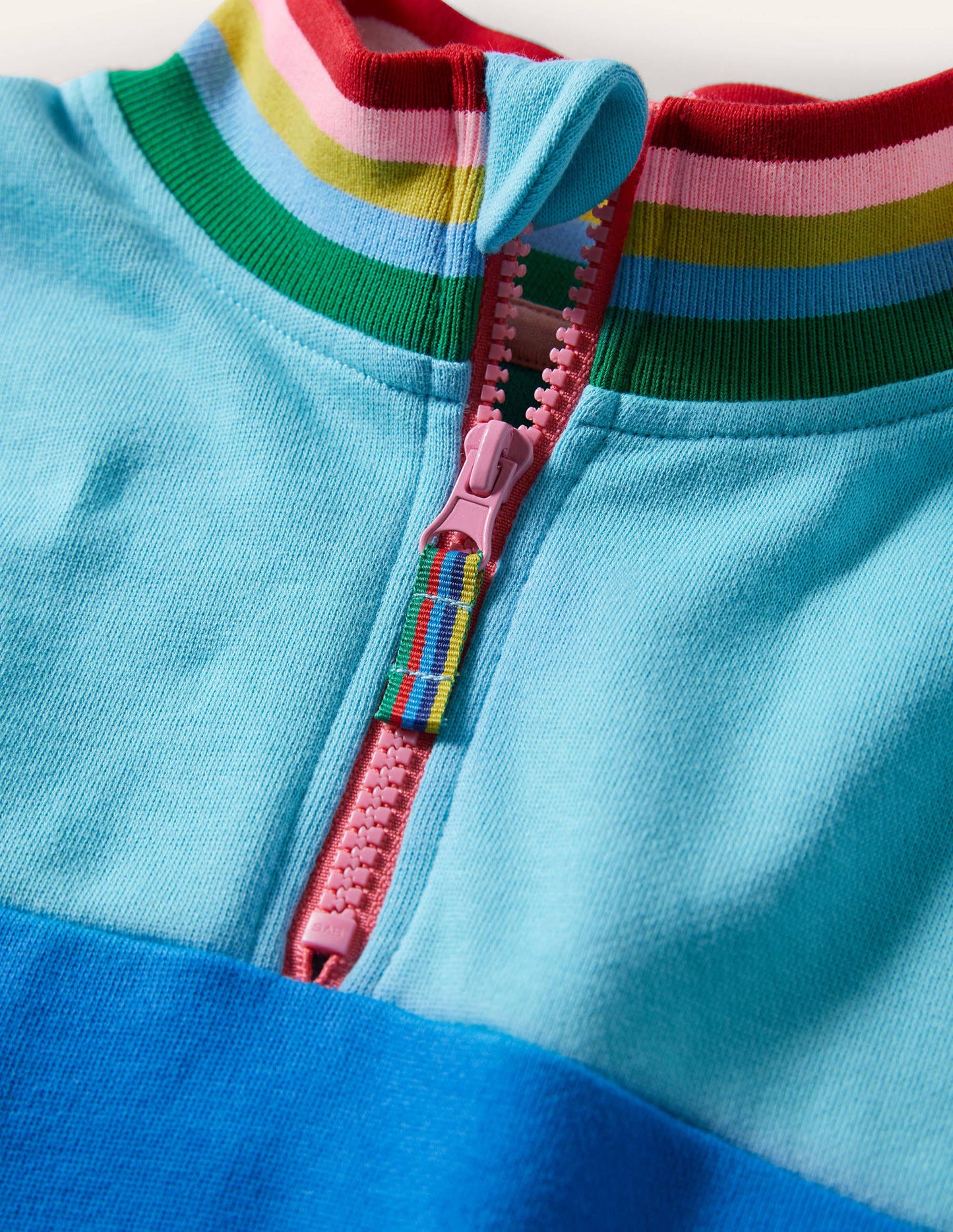 Colourblock Half-zip Top-Aqua Blue
