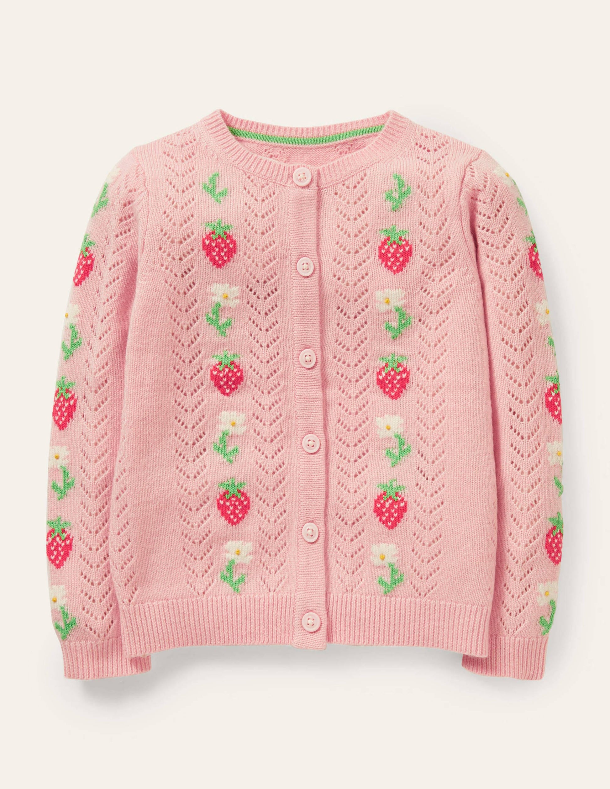 Cosy Pointelle Cardigan-Provence Pink Strawberries-1