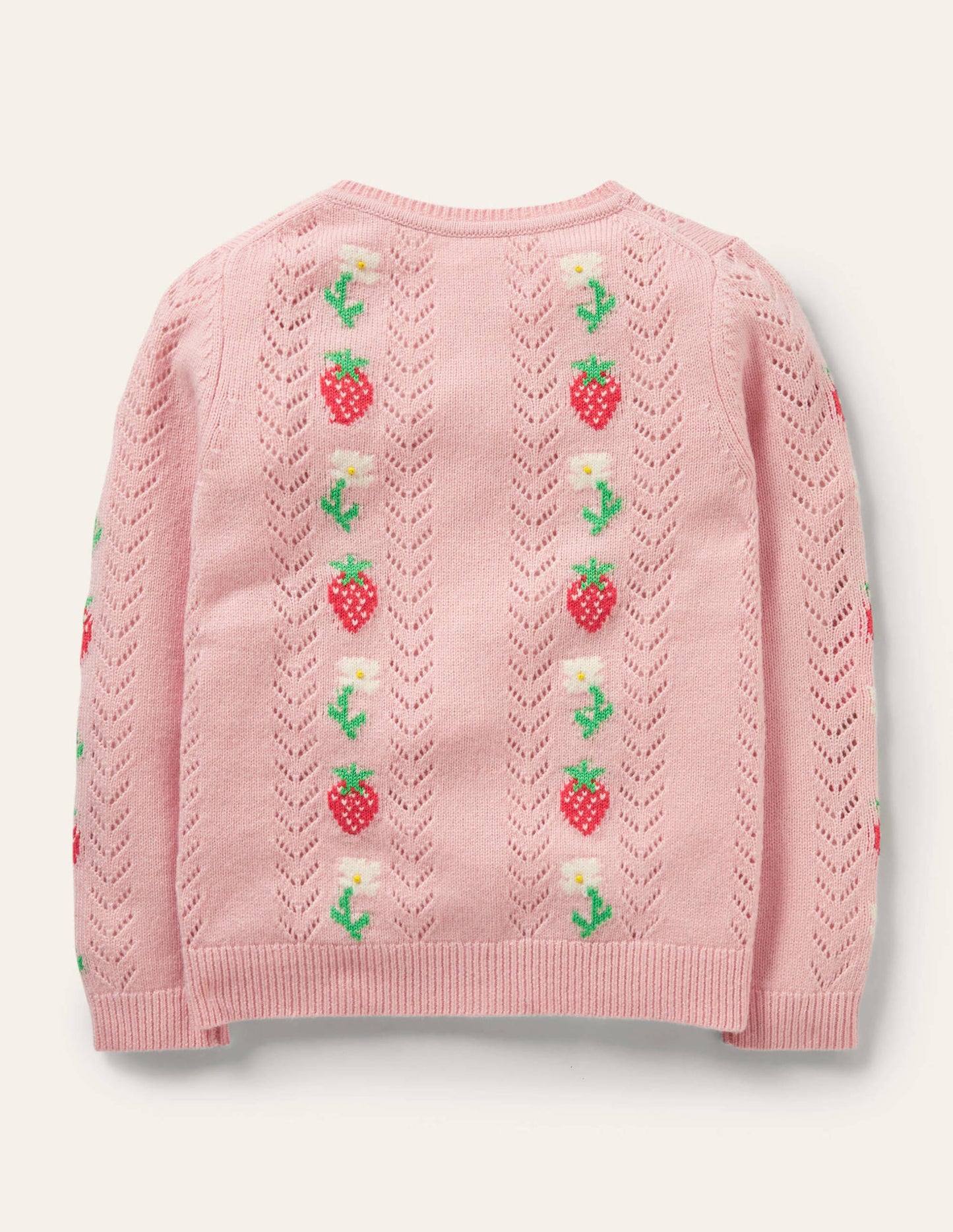 Cosy Pointelle Cardigan-Provence Pink Strawberries