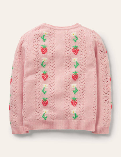 Cosy Pointelle Cardigan-Provence Pink Strawberries-2