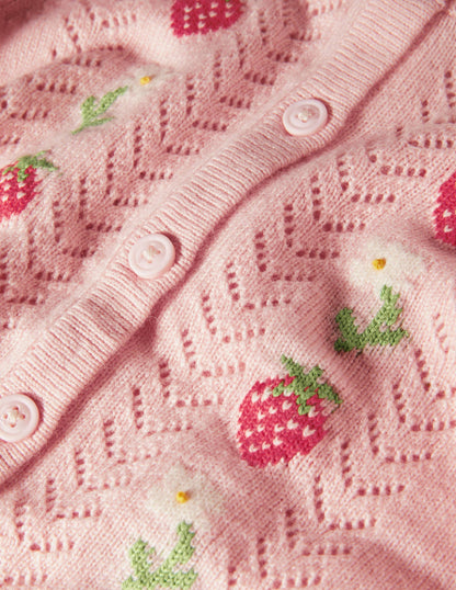 Cosy Pointelle Cardigan-Provence Pink Strawberries-3