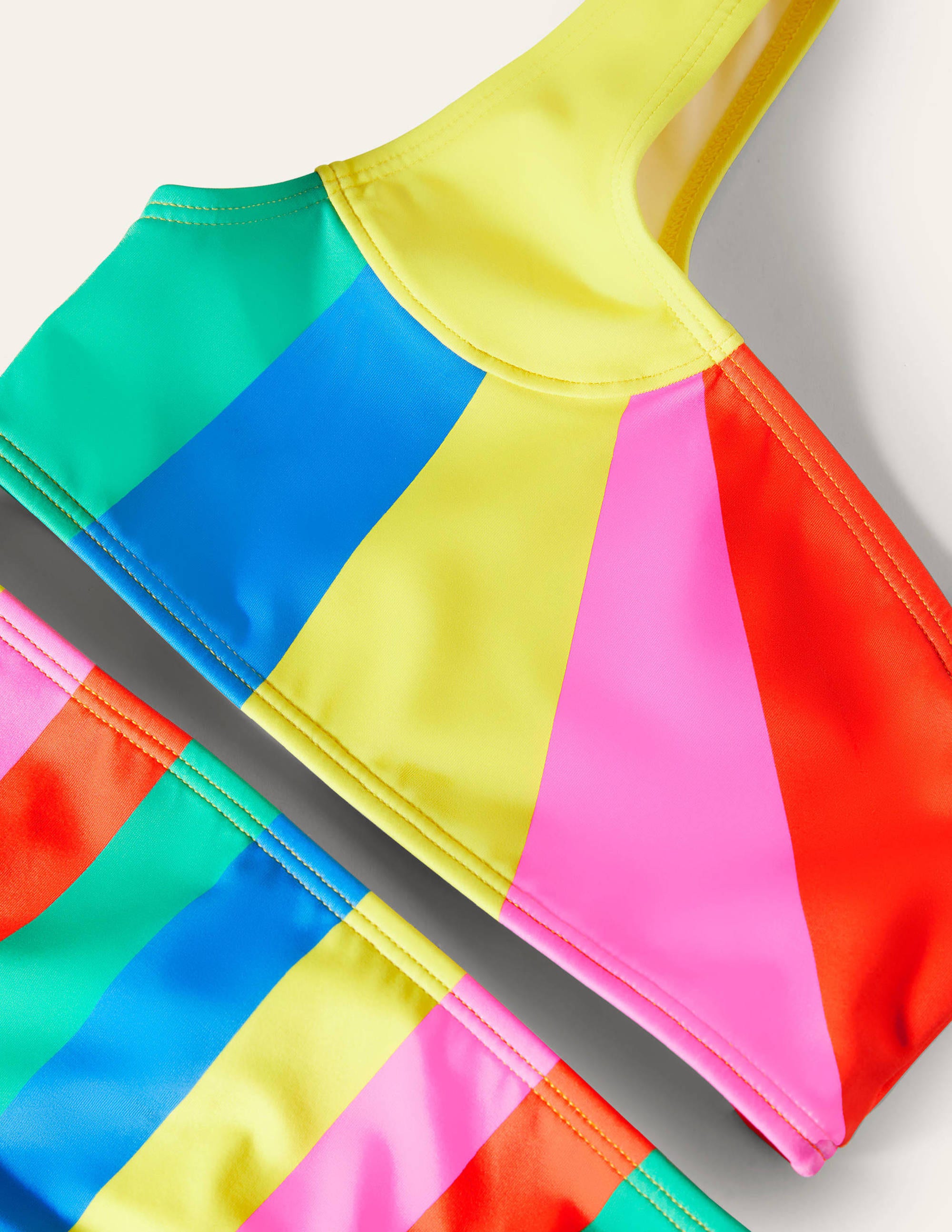 One Shoulder Bikini Set-Multi Sunray - Image 3