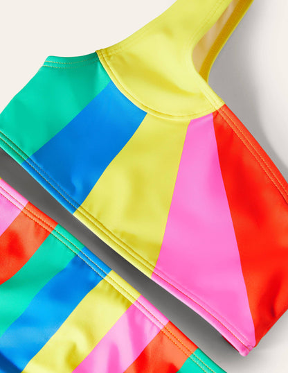 One Shoulder Bikini Set-Multi Sunray