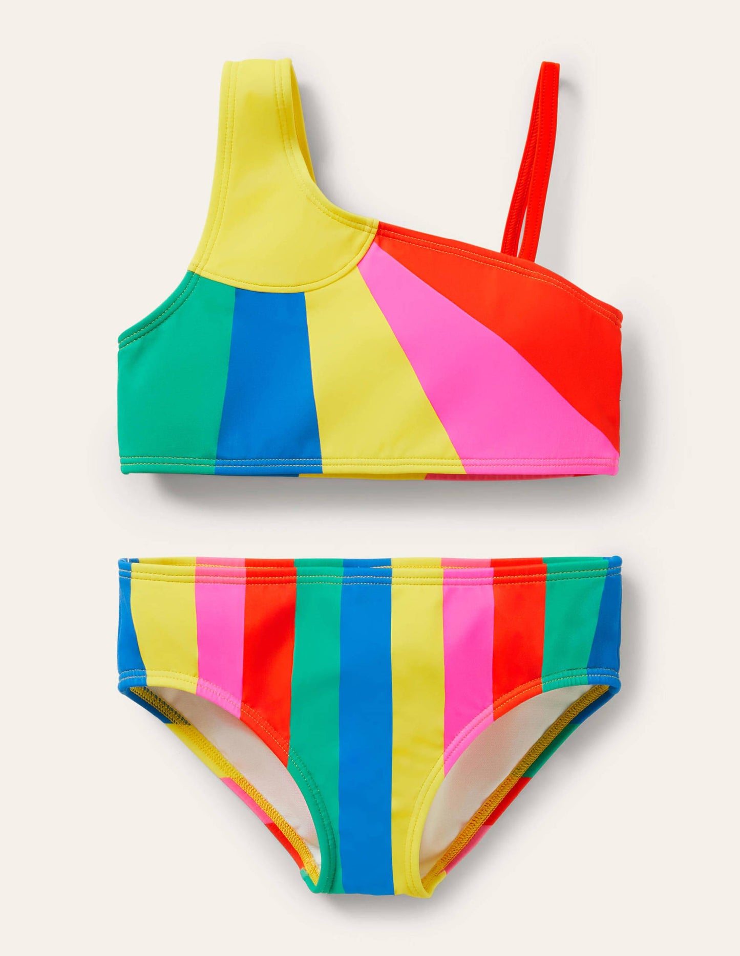 One Shoulder Bikini Set-Multi Sunray