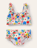 Frilly Strap Bikini Set-Boto Pink Paintily Floral