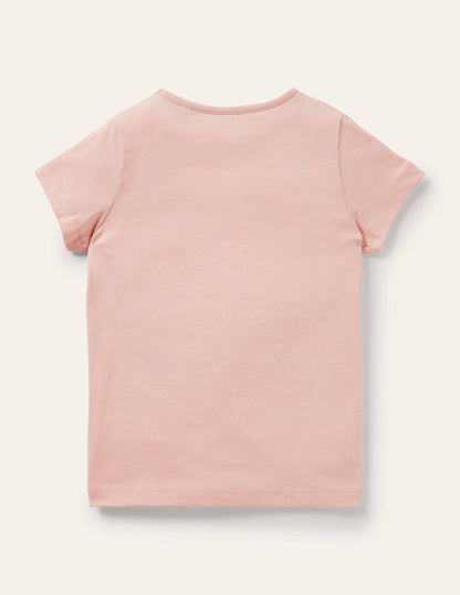 Short-sleeved Printed T-shirt-Pink Here Comes The Sun-2