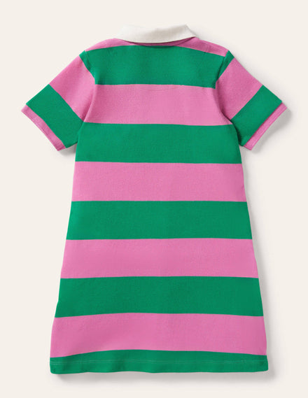 Appliqué Polo Dress-Green Pepper/Pink Horse