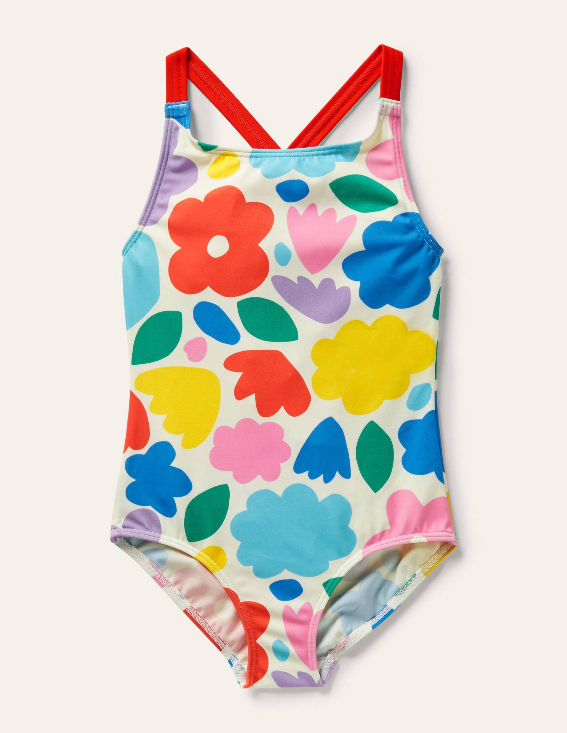 Cross-back Printed Swimsuit-Multi Painted Floral-1