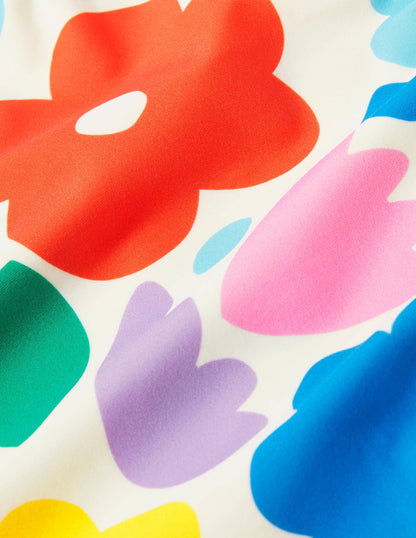 Cross-back Printed Swimsuit-Multi Painted Floral-3