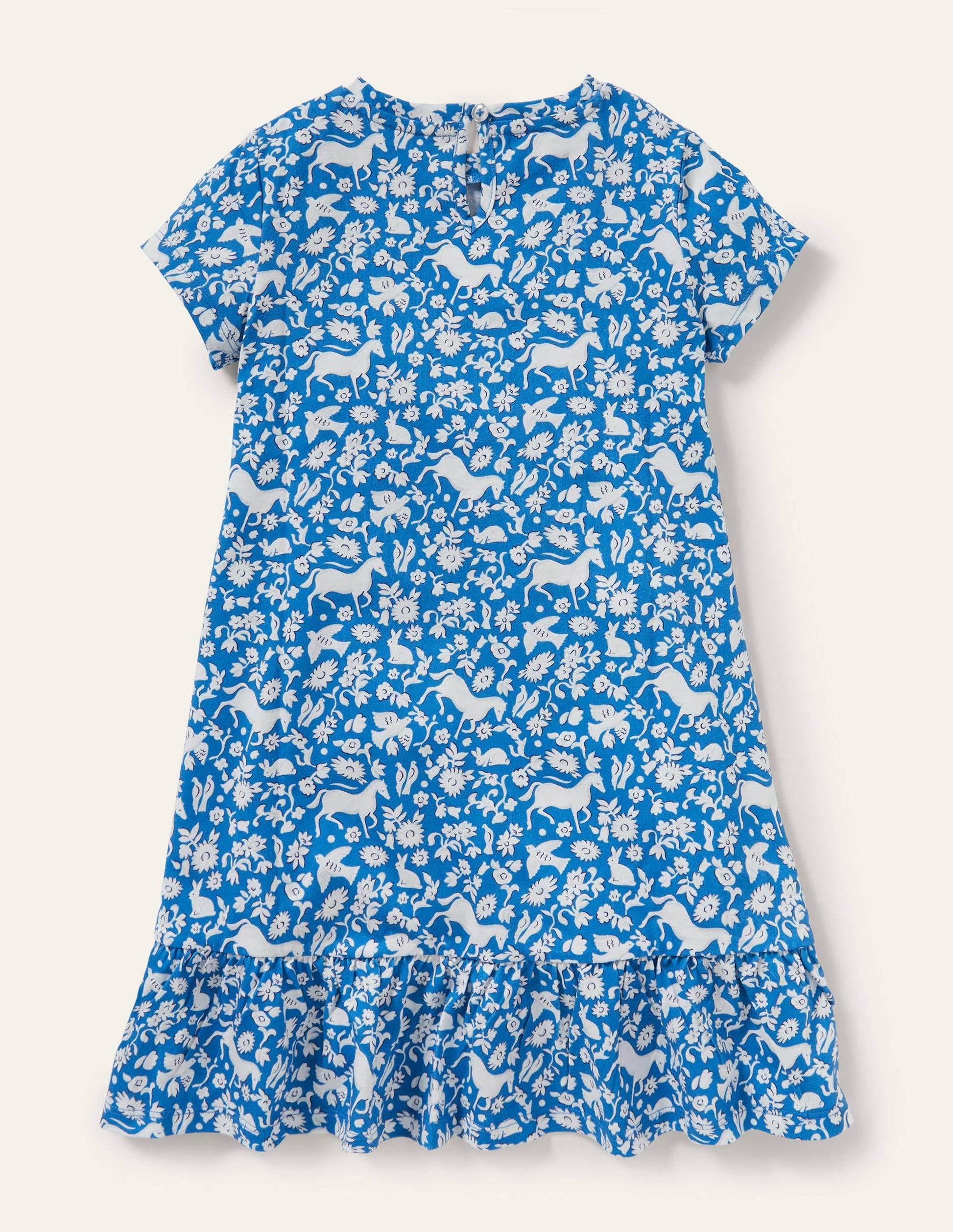 Drop Hem Jersey Dress-Elizabethan Blue Wild Ponies-2