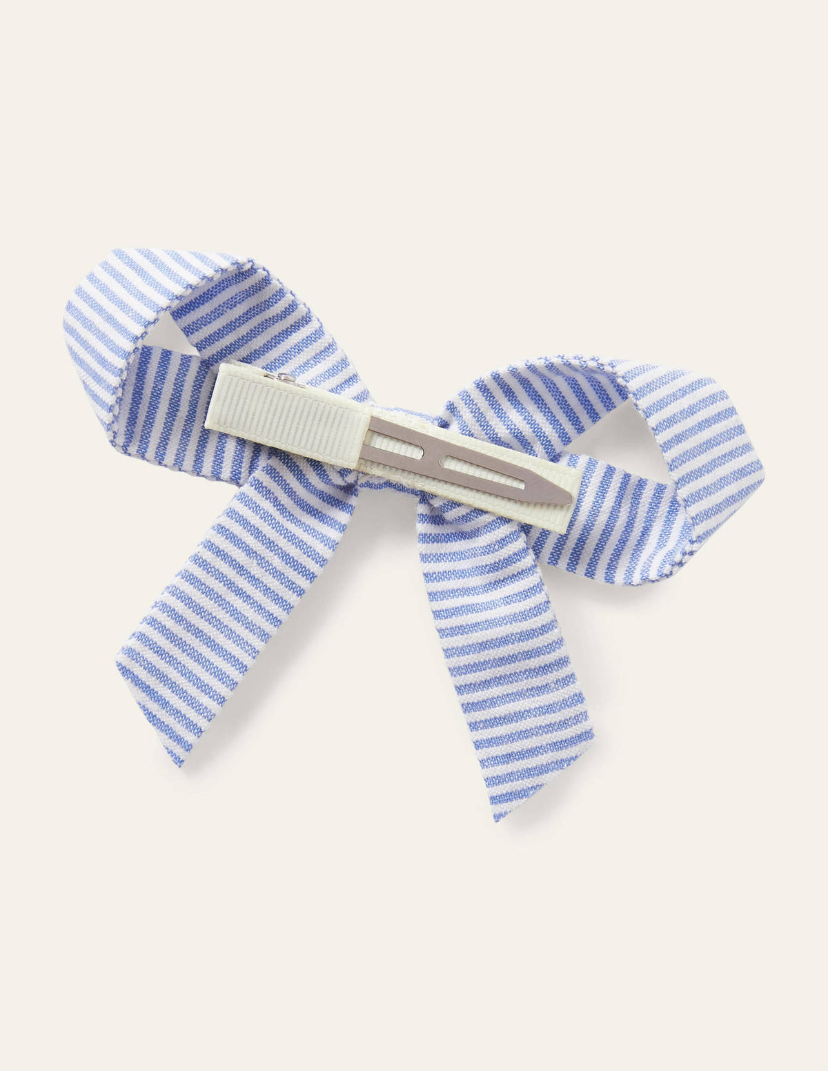 Large Bow Hair Clip-Blue Ticking - Image 2