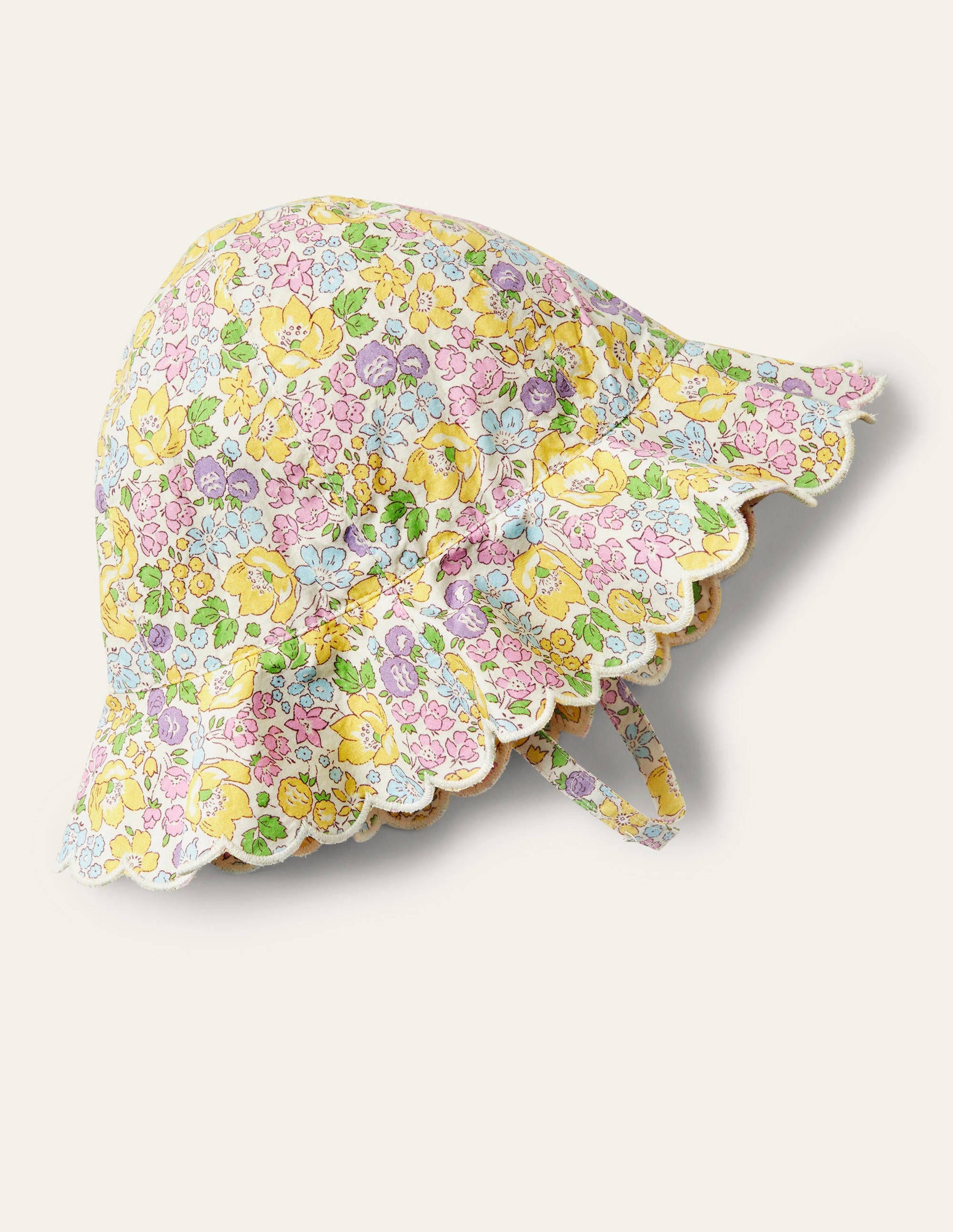 Scallop Wide Brim Hat-Floral-1