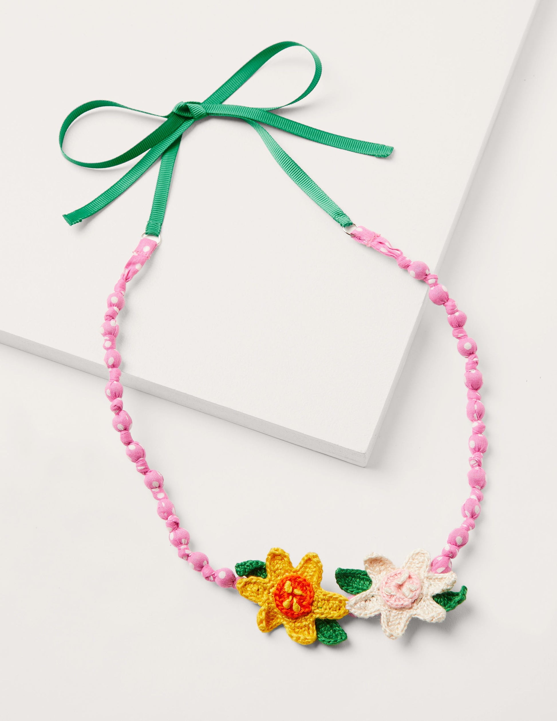 Fabric Necklace-Pink Flowers-1