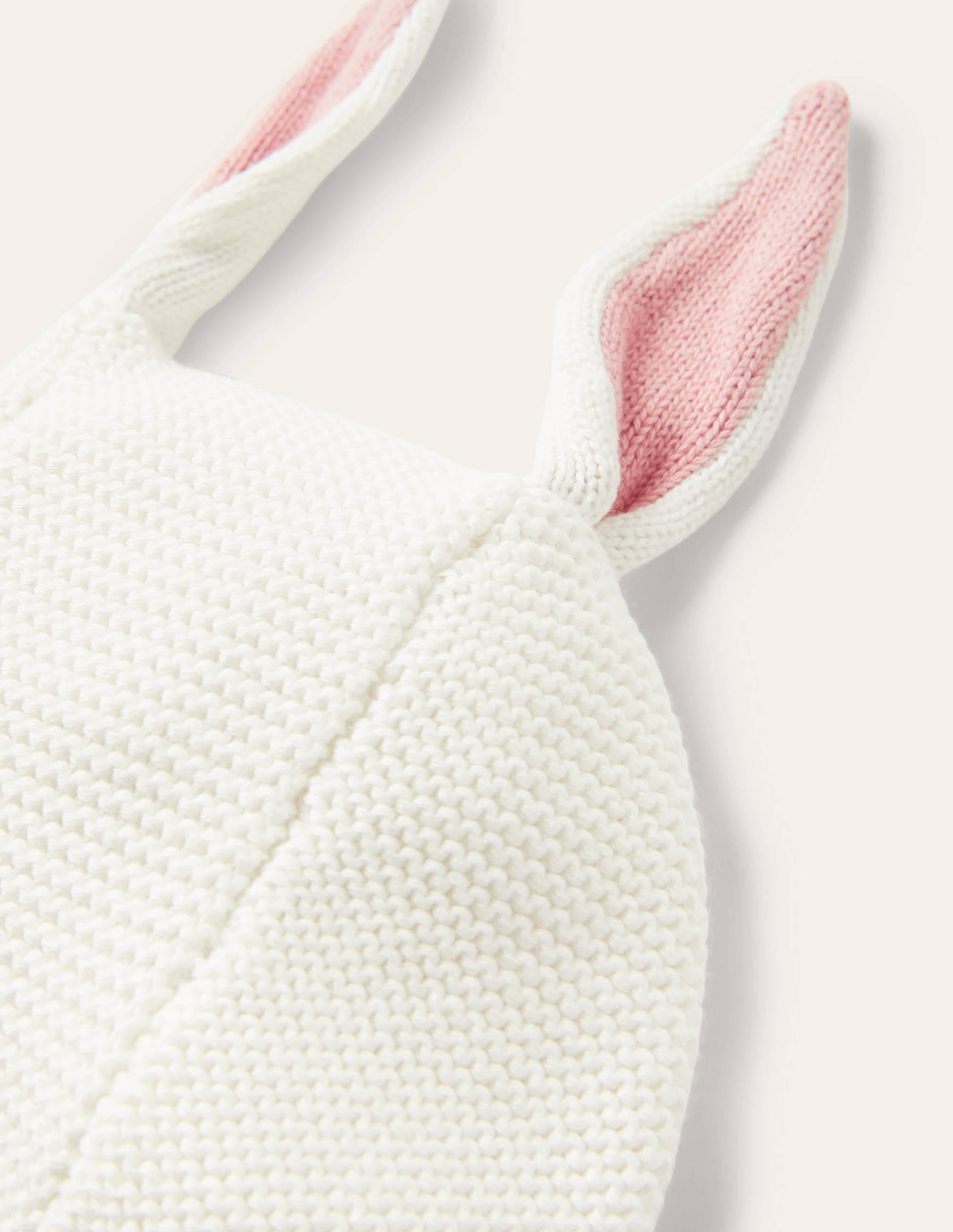 Knitted Bunny Bonnet-Ivory Bunny Ears - Image 2