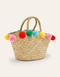 Basket Bag-Pom Poms