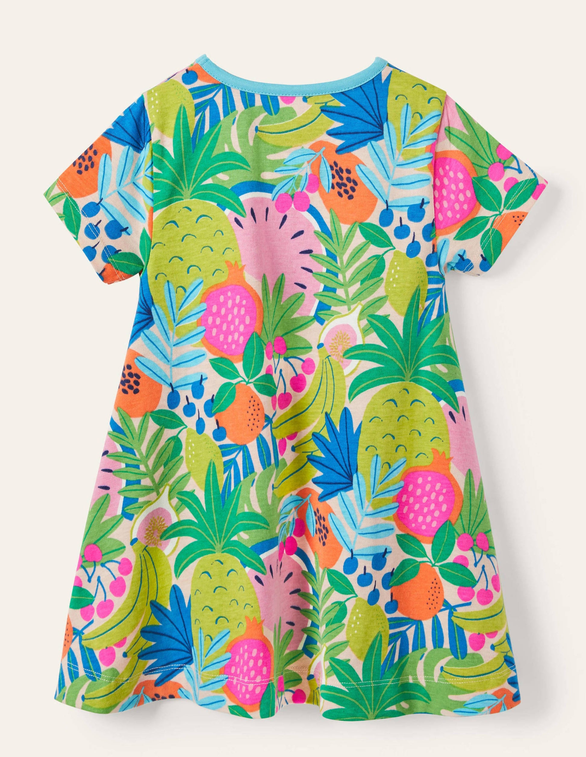 Short-sleeved Printed Tunic-Tickled Pink Tropical Fruit-2