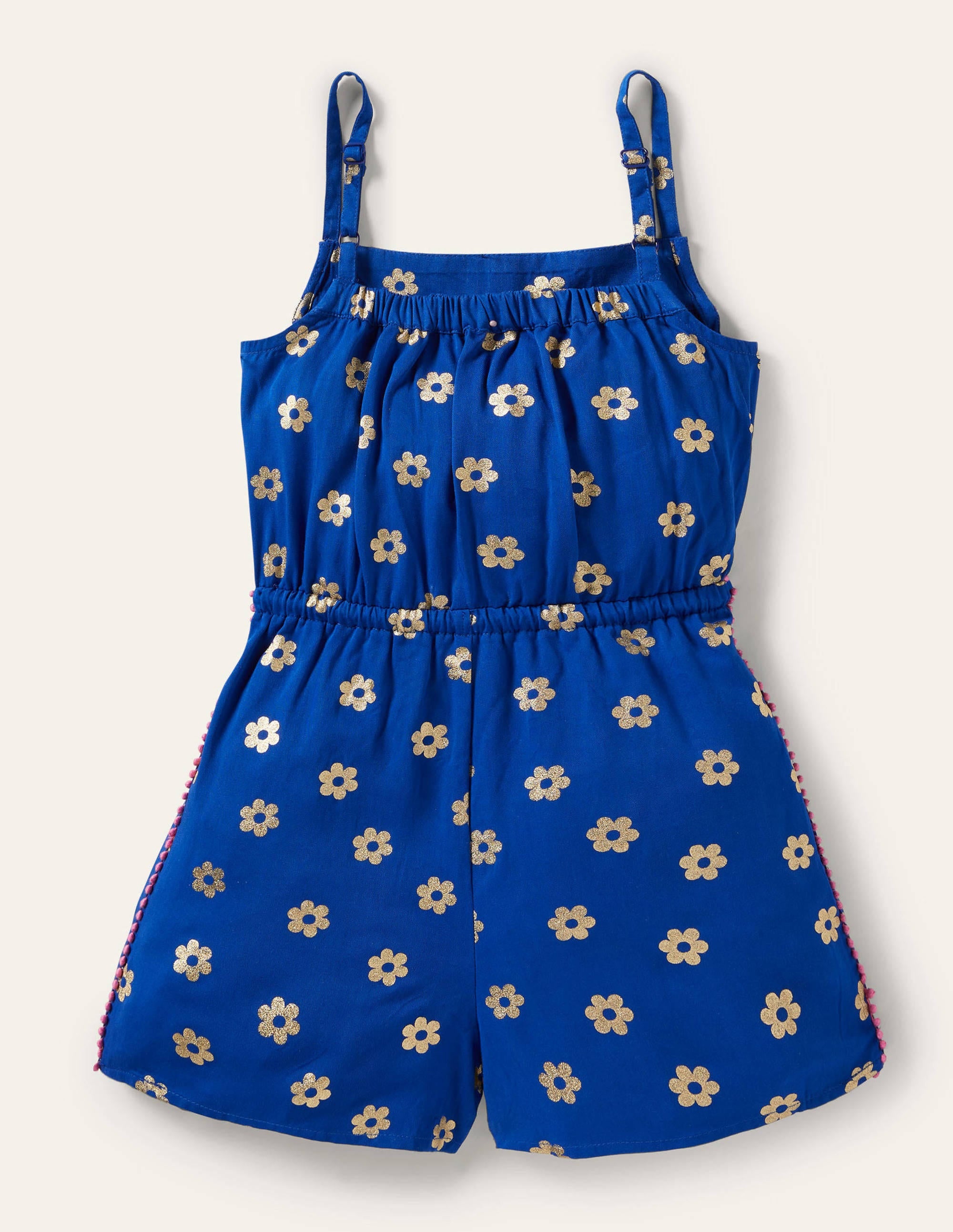 Woven Holiday Playsuit-Blue Wave Foil Daisy - Image 2