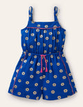 Woven Holiday Playsuit-Blue Wave Foil Daisy