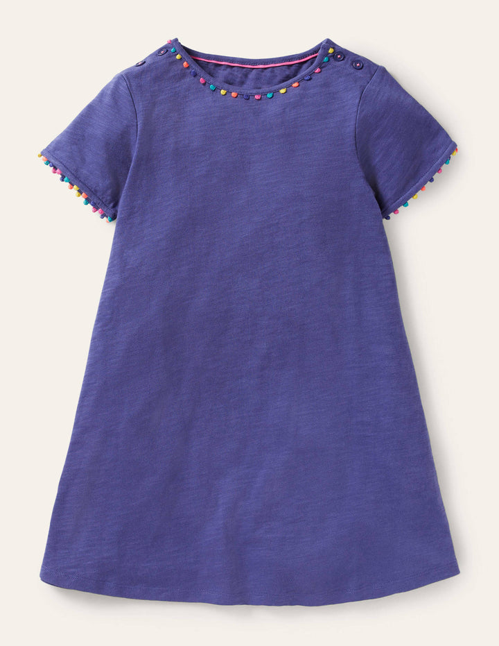 Charlie Pom Jersey Dress-Starboard Blue