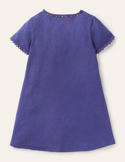Charlie Pom Jersey Dress-Starboard Blue-2