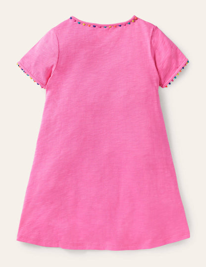 Charlie Pom Jersey Dress-Strawberry Ice Pink-2
