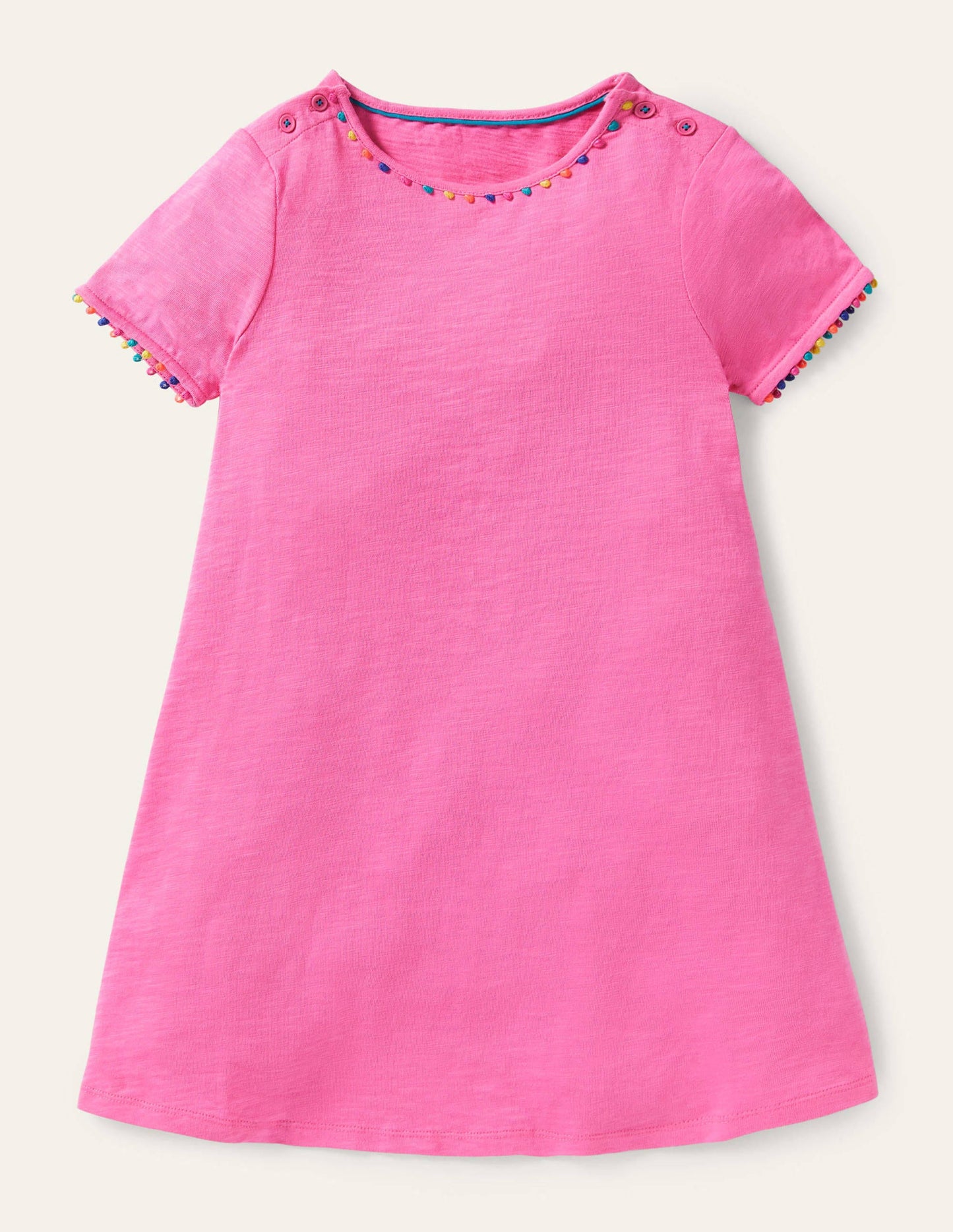 Charlie Pom Jersey Dress-Strawberry Ice Pink
