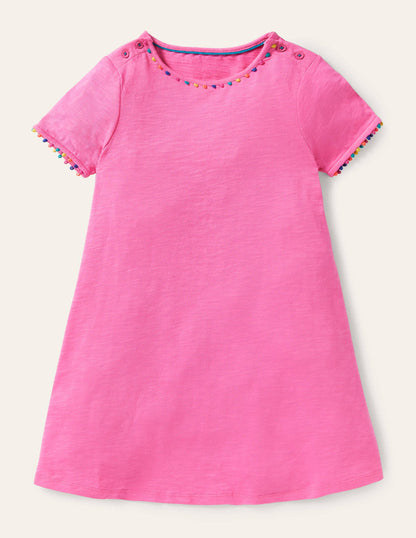 Charlie Pom Jersey Dress-Strawberry Ice Pink-1