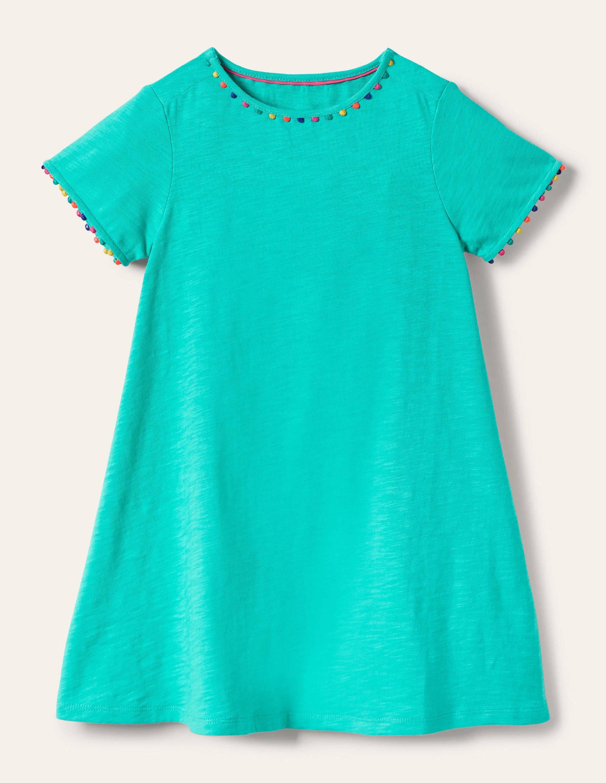 Charlie Pom Jersey Dress-Turquoise-1