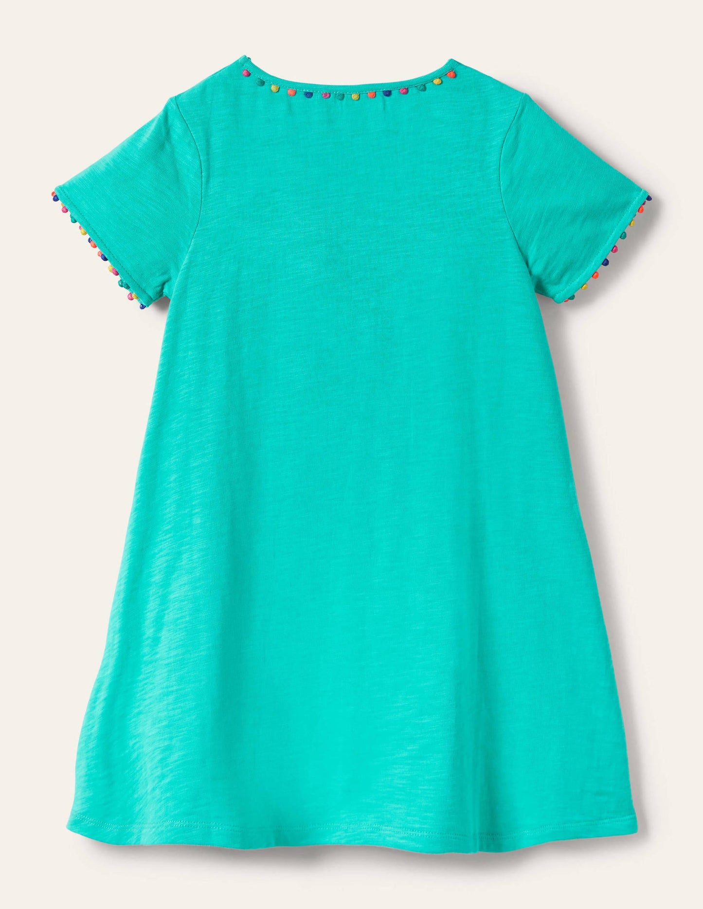 Charlie Pom Jersey Dress-Turquoise