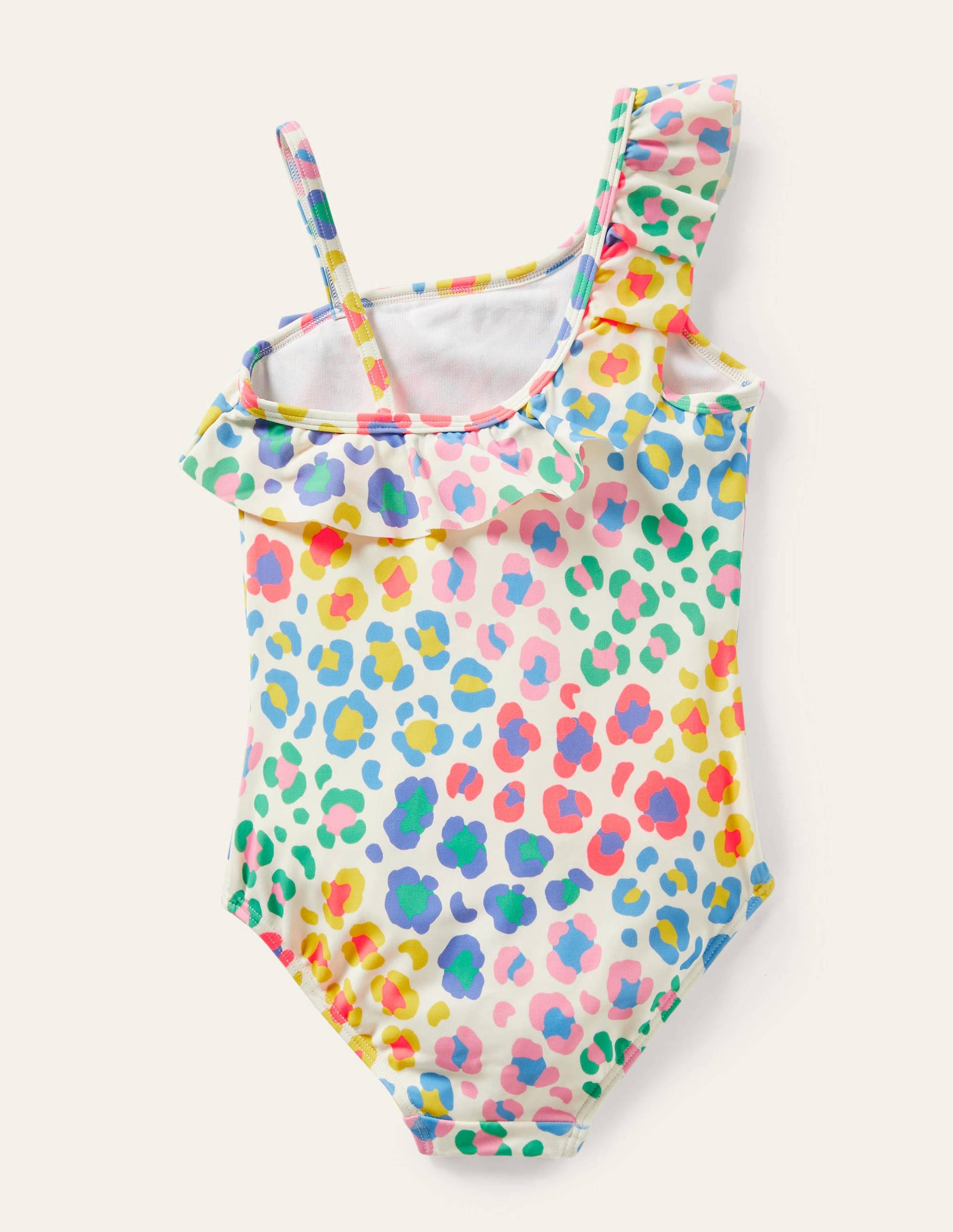 One Shoulder Frill Swimsuit-Multi Leopard Print-2