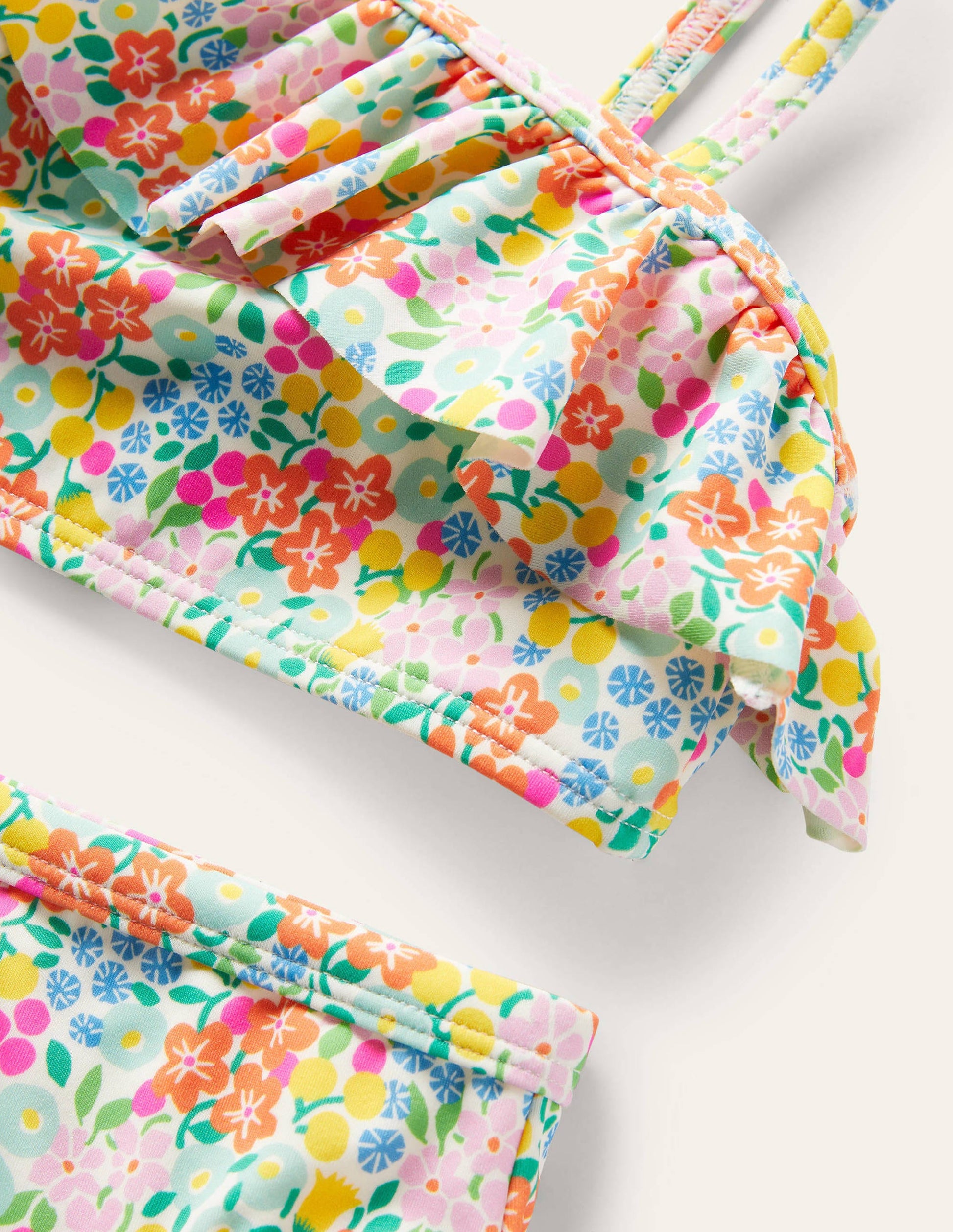 One Shoulder Frilly Bikini-Multi Tropical Flowerbed-3