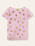 Short-sleeved Breton-Strawberry Pink/ Ivory Daisy