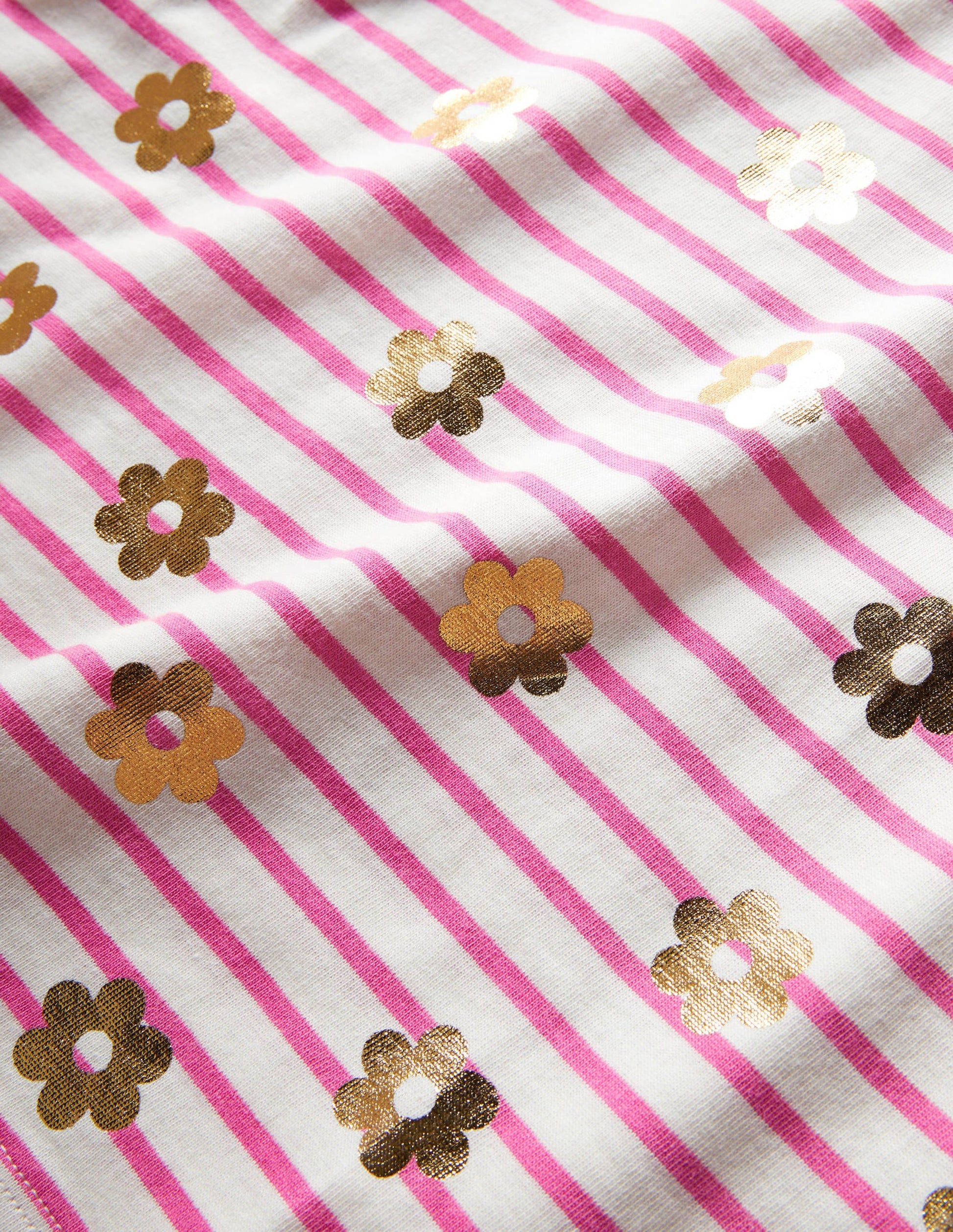 Short-sleeved Breton-Strawberry Pink/ Ivory Daisy-3