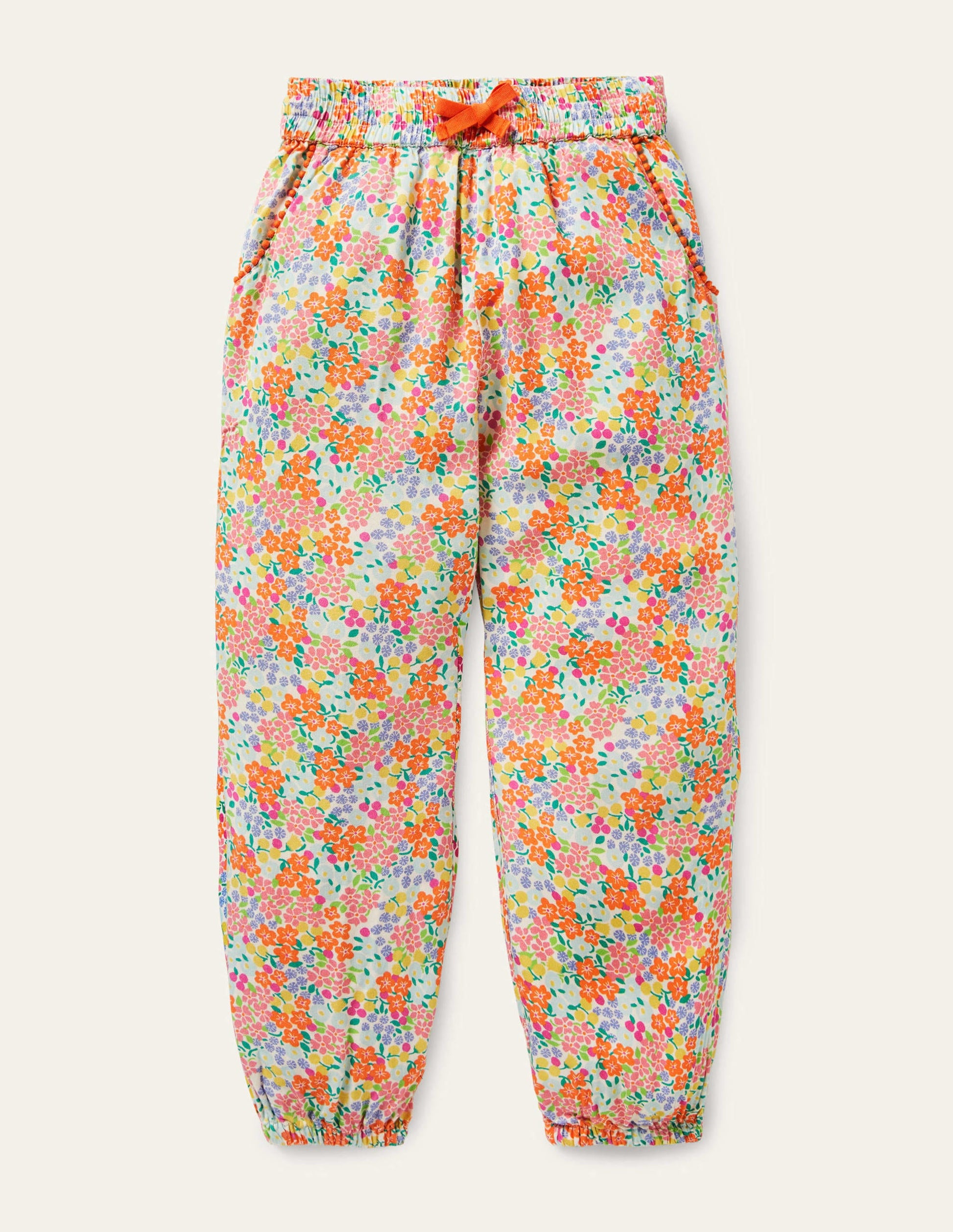Relaxed Woven Printed Trousers-Multi Tropical Floral-1