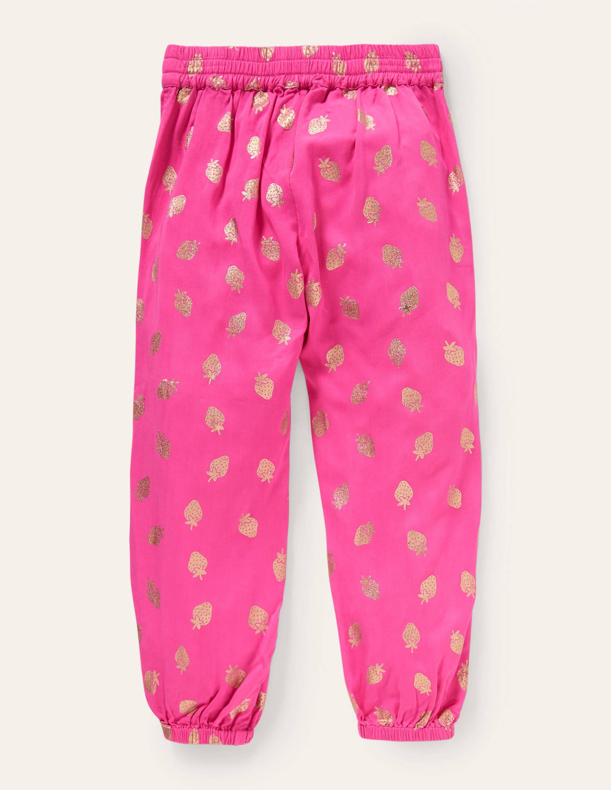 Relaxed Woven Printed Trousers-Pop Pansy Pink Foil Strawberry - Image 2